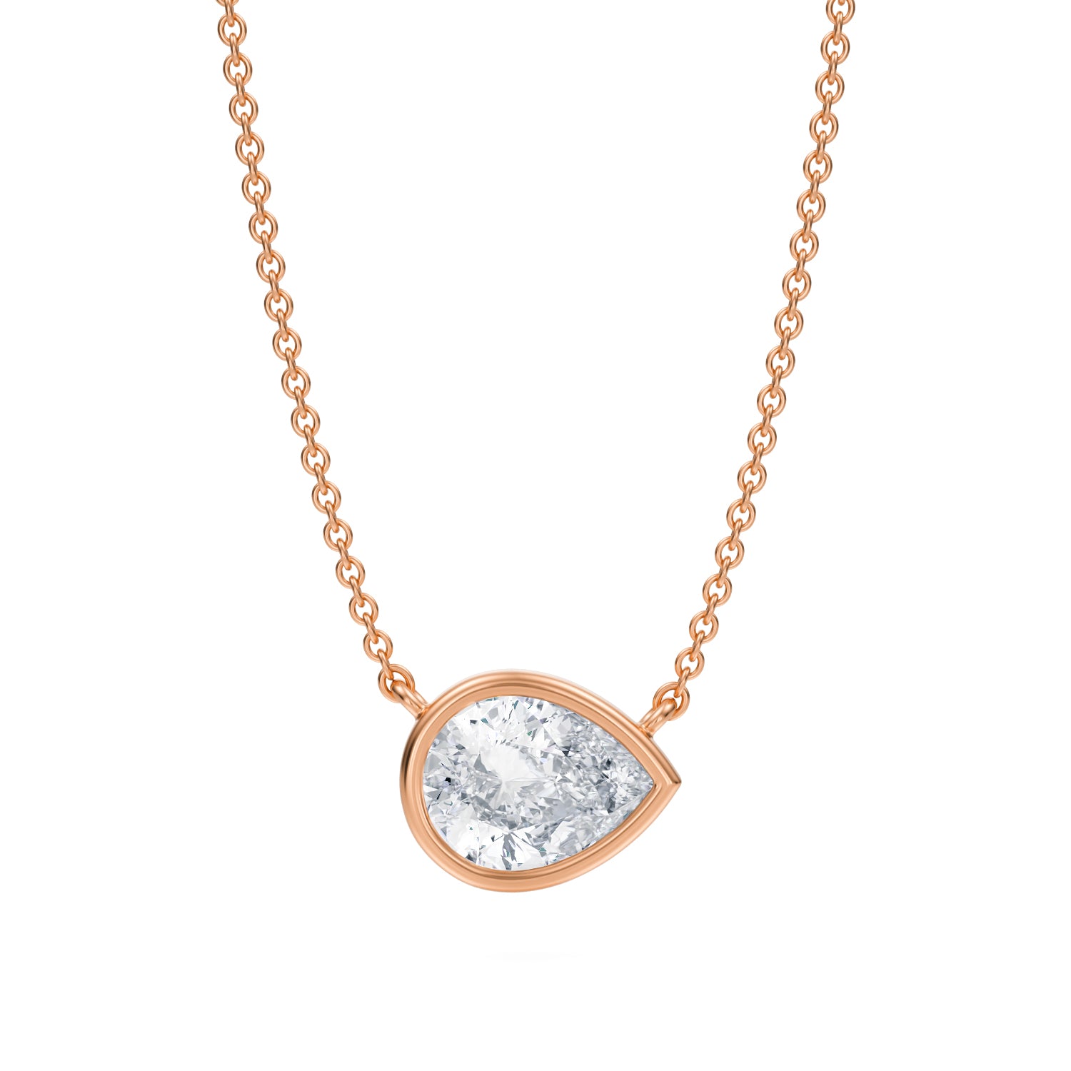 1.5 Carat Pear Bezel Solitaire Pendant Necklace