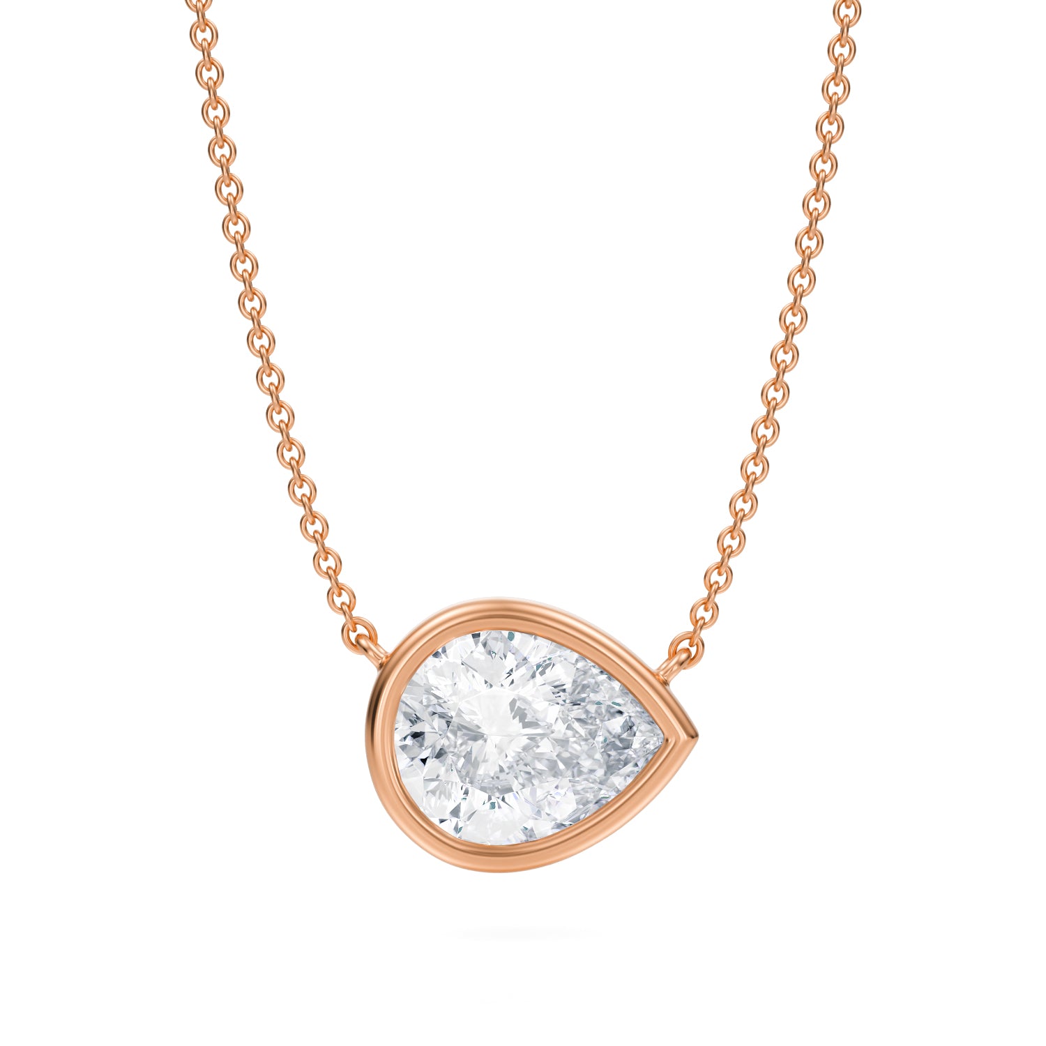 2.5 Carat Pear Bezel Solitaire Pendant Necklace