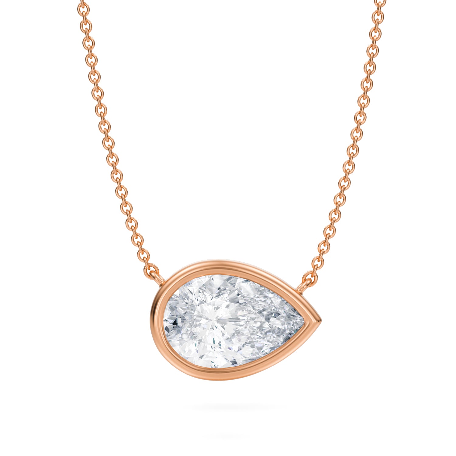 3 Carat Pear Bezel Solitaire Pendant Necklace