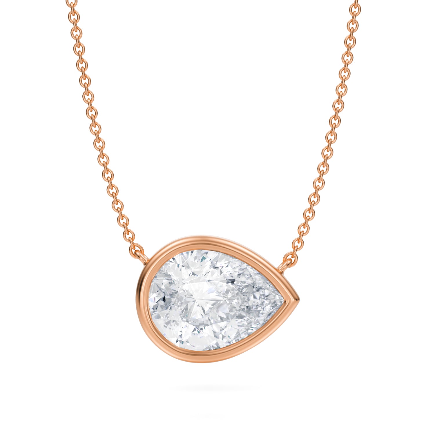 3.5 Carat Pear Bezel Solitaire Pendant Necklace