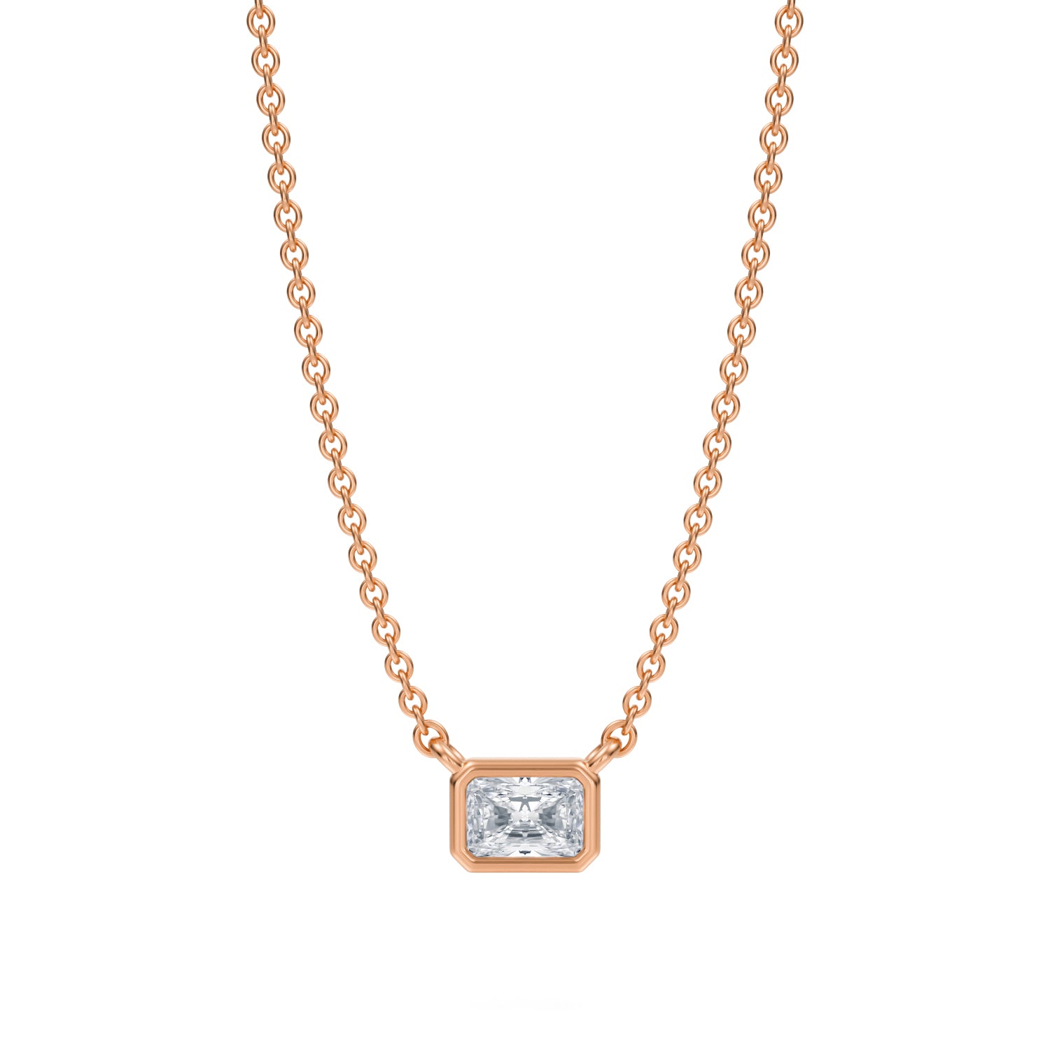 Radiant Bezel Solitaire Pendant Necklace