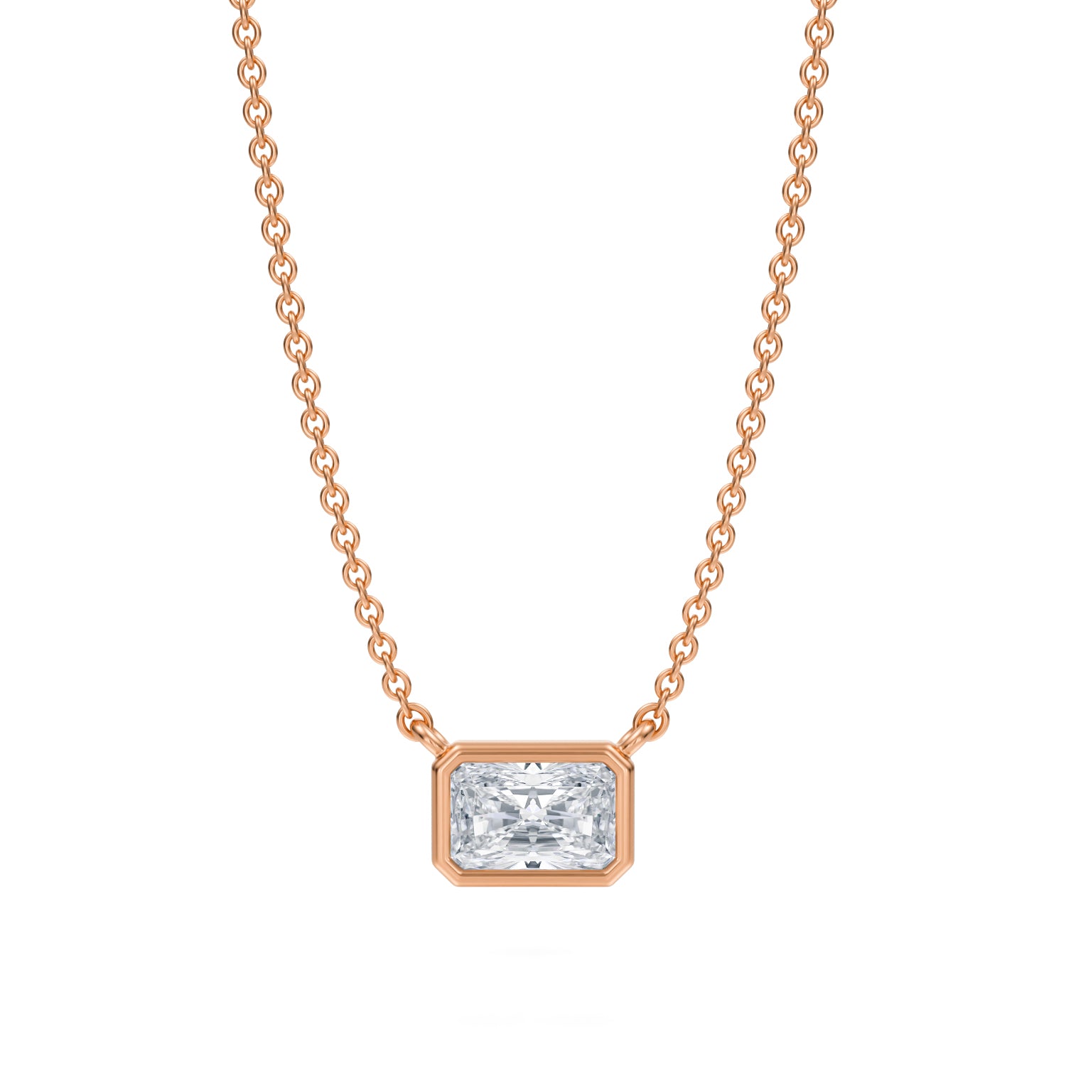 1/2 Carat Radiant Bezel Solitaire Pendant Necklace