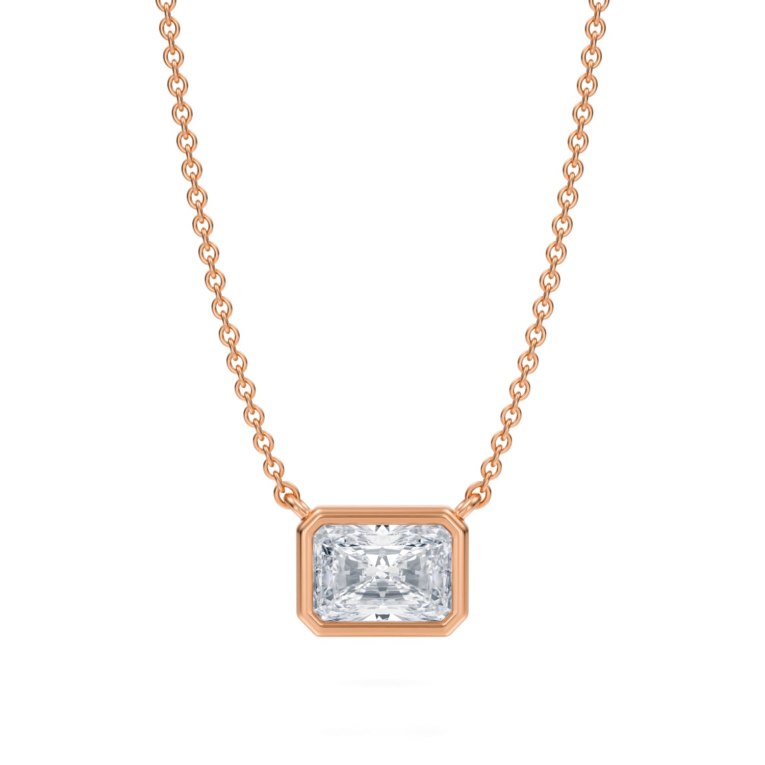 1 Carat Radiant Bezel Solitaire Pendant Necklace