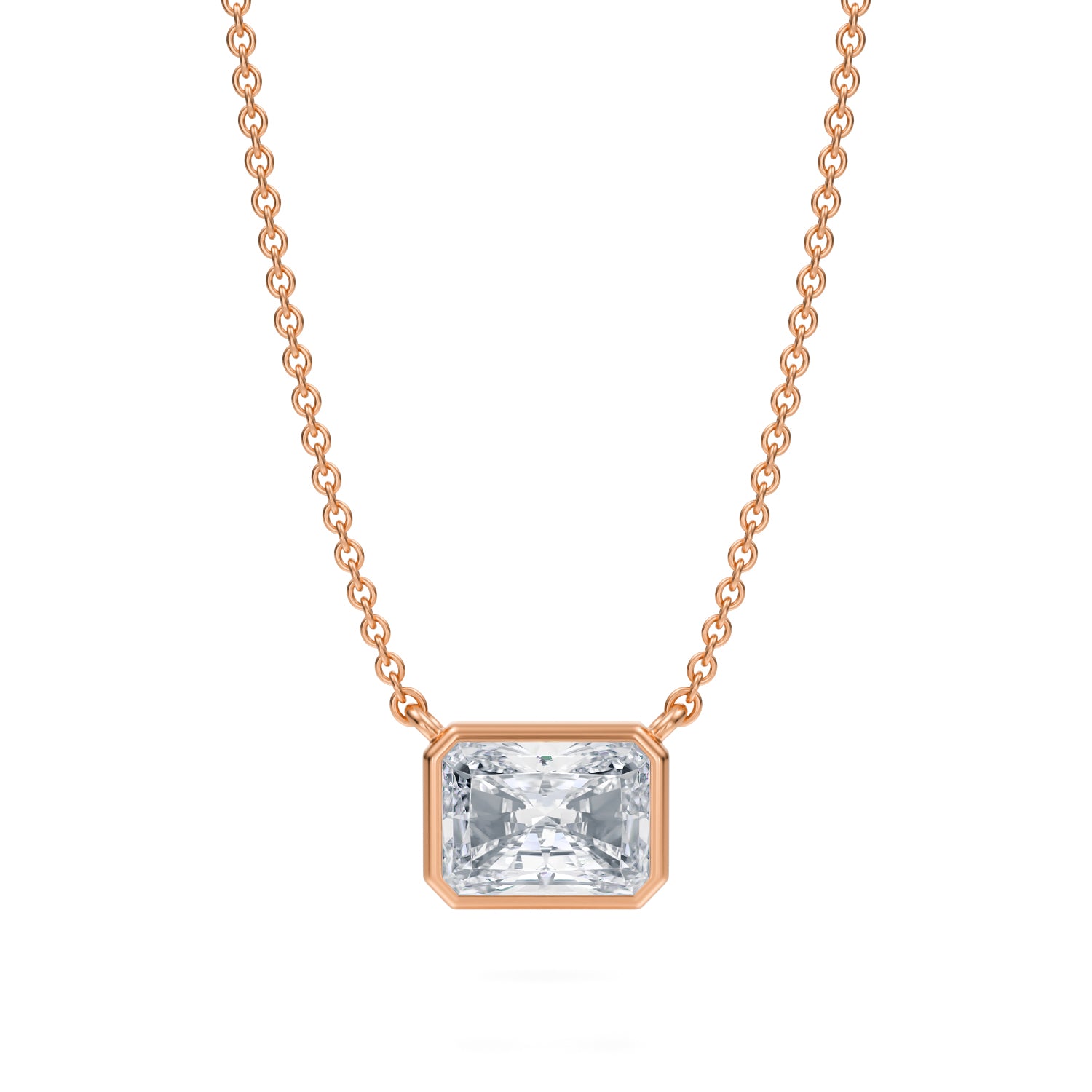 1.5 Carat Radiant Bezel Solitaire Pendant Necklace