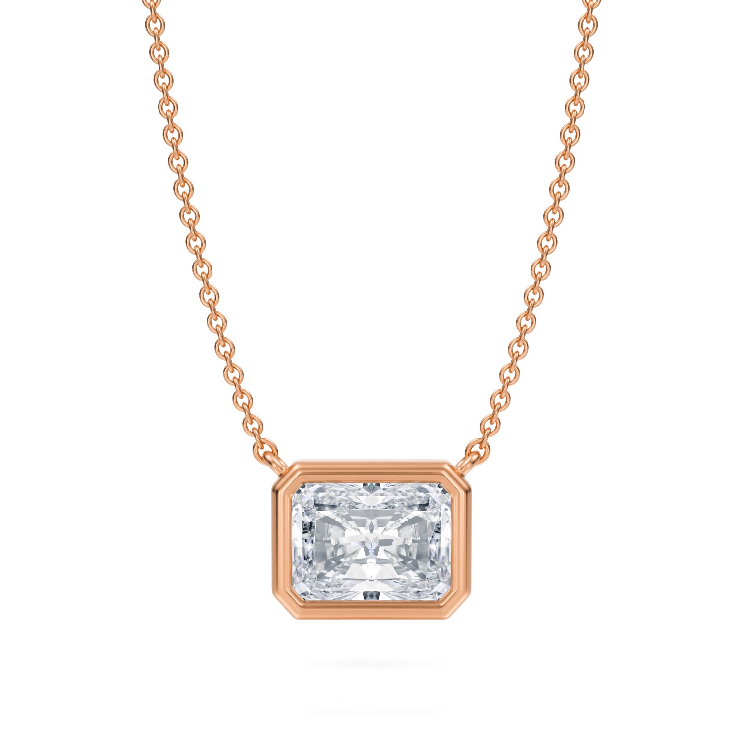 2 Carat Radiant Bezel Solitaire Pendant Necklace