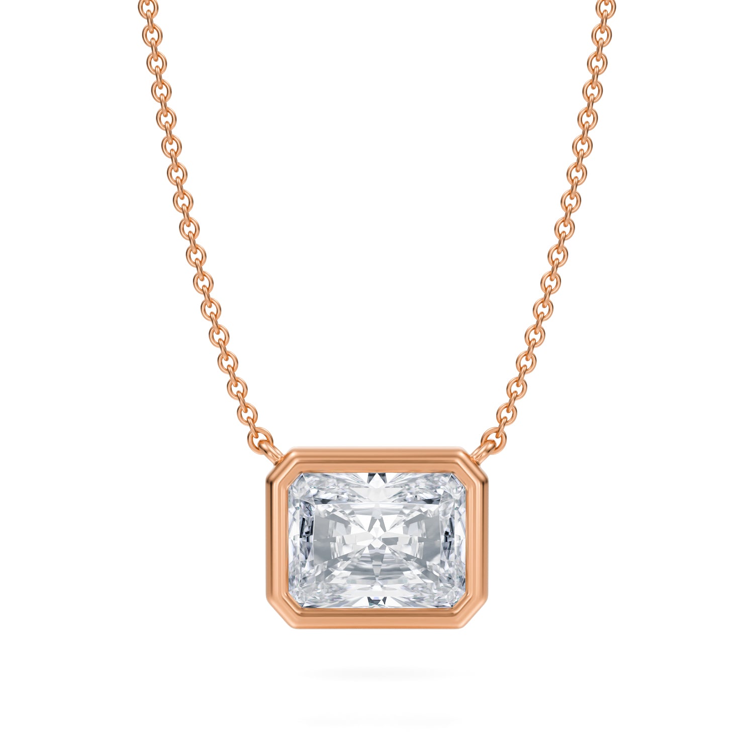 2.5 Carat Radiant Bezel Solitaire Pendant Necklace