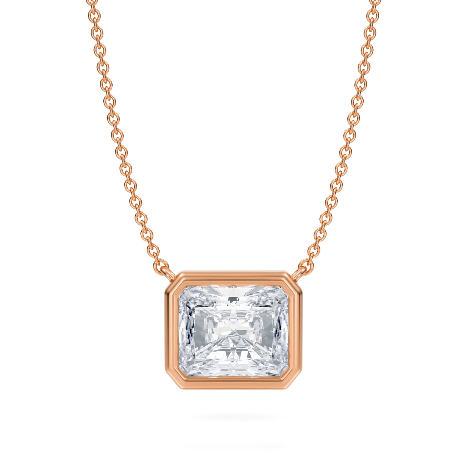 3 Carat Radiant Bezel Solitaire Pendant Necklace