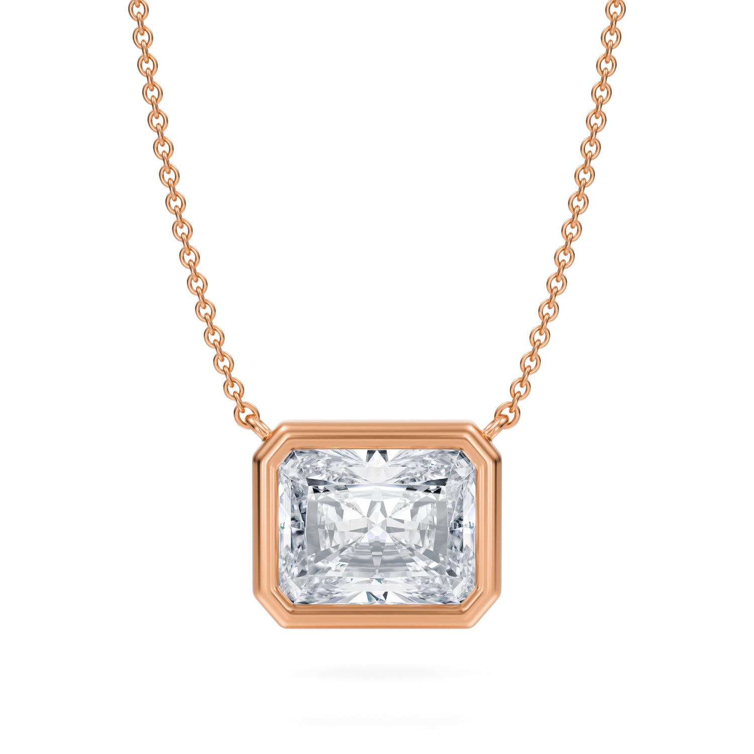 3.5 Carat Radiant Bezel Solitaire Pendant Necklace