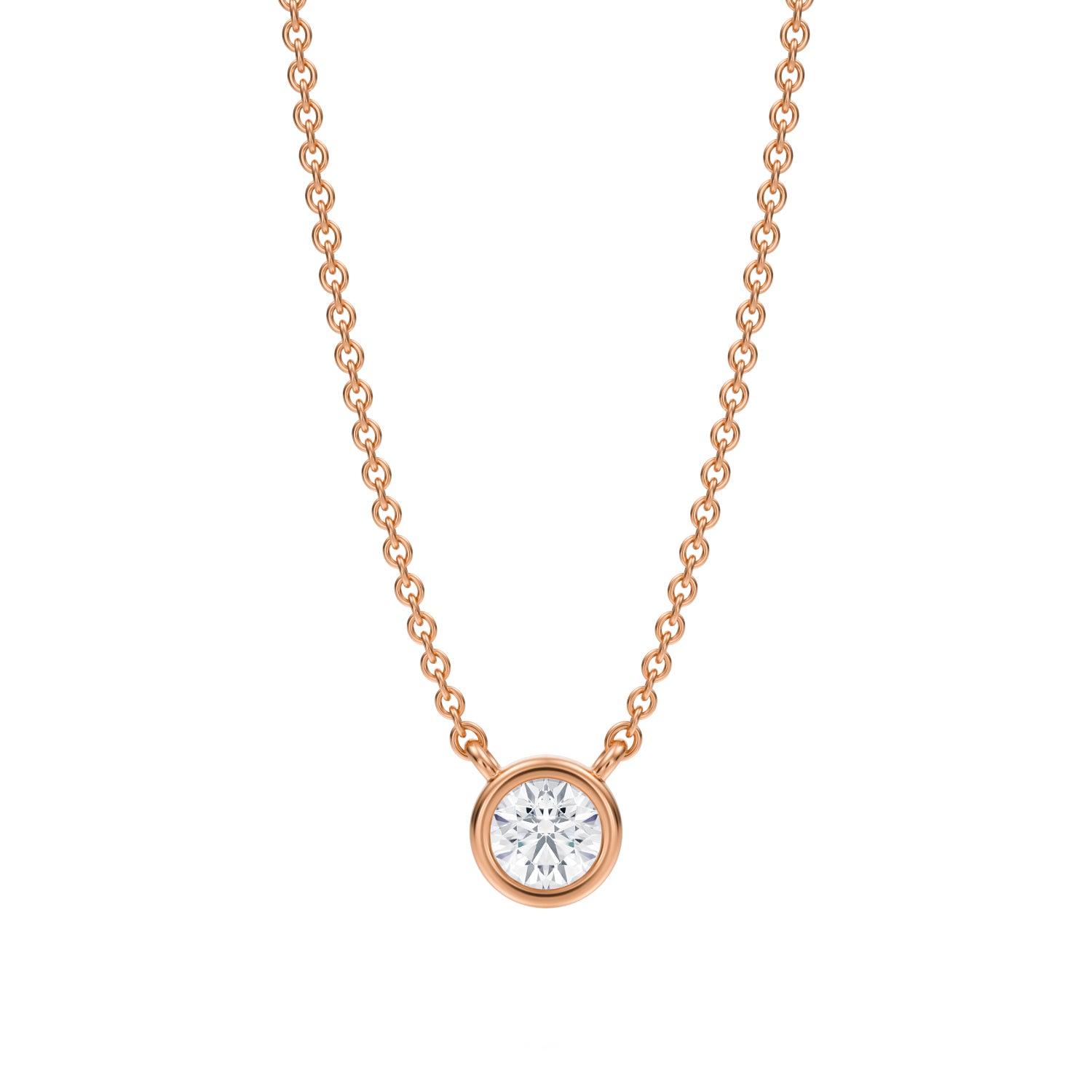 Round Bezel Solitaire Pendant Necklace