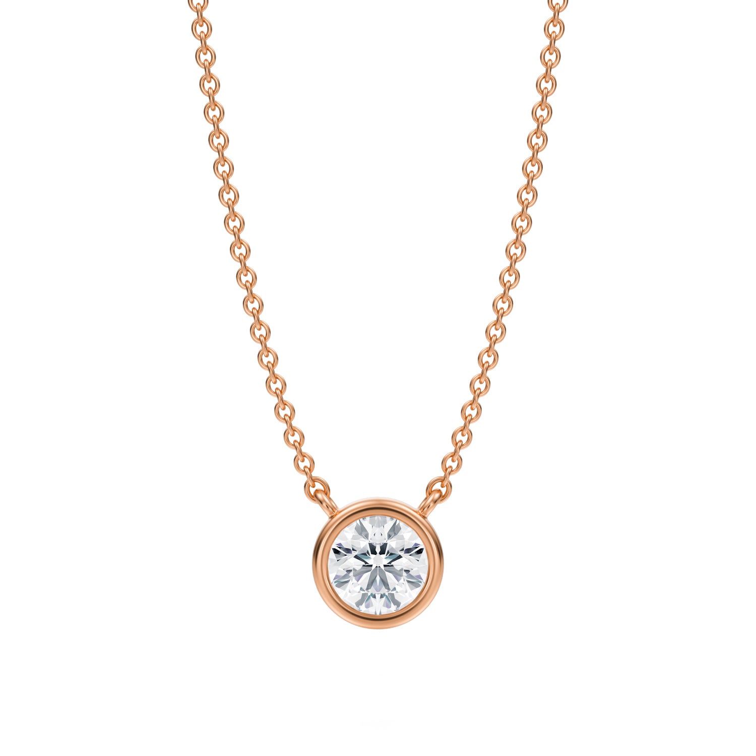 1/2 Carat Round Bezel Solitaire Pendant Necklace