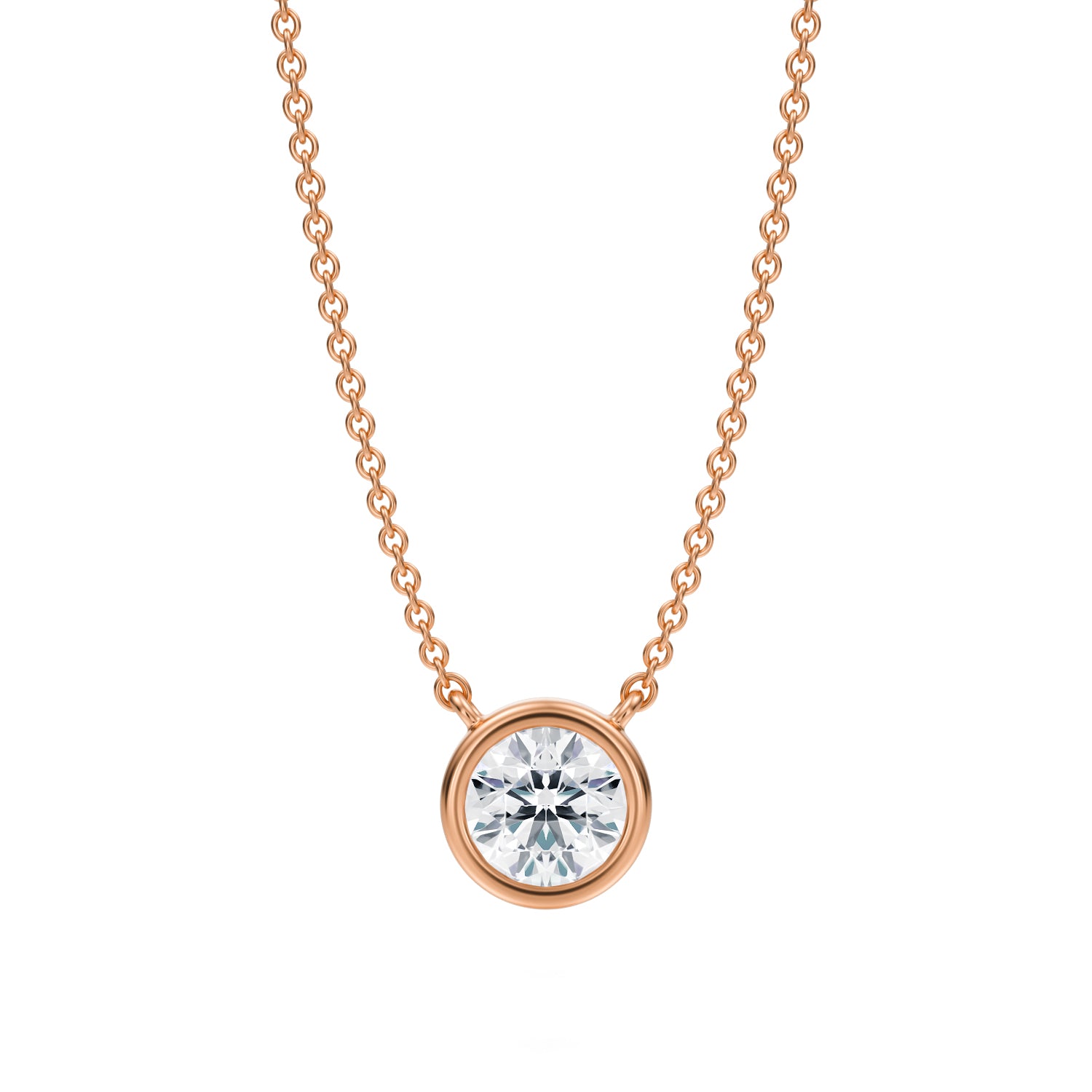 3/4 Carat Round Bezel Solitaire Pendant Necklace