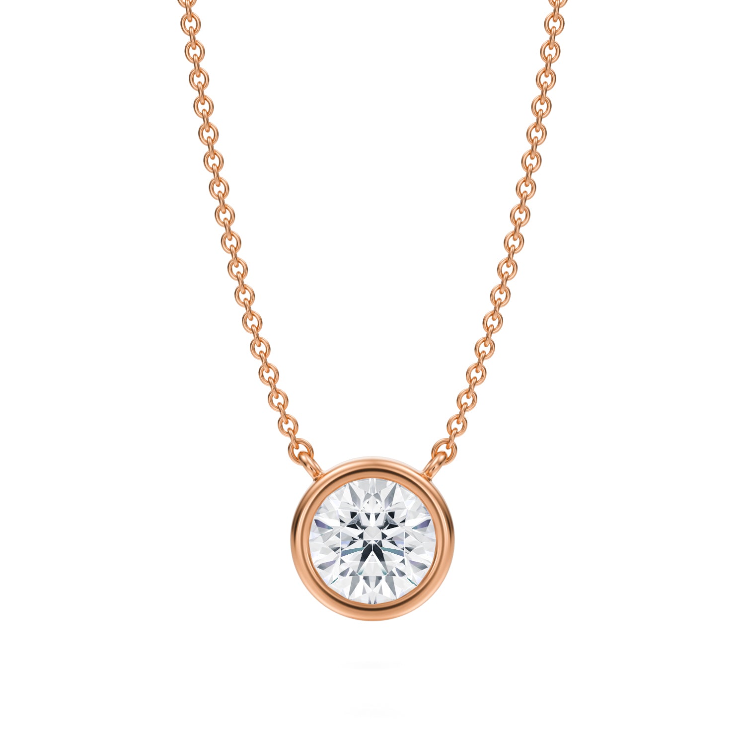 1 Carat Round Bezel Solitaire Pendant Necklace