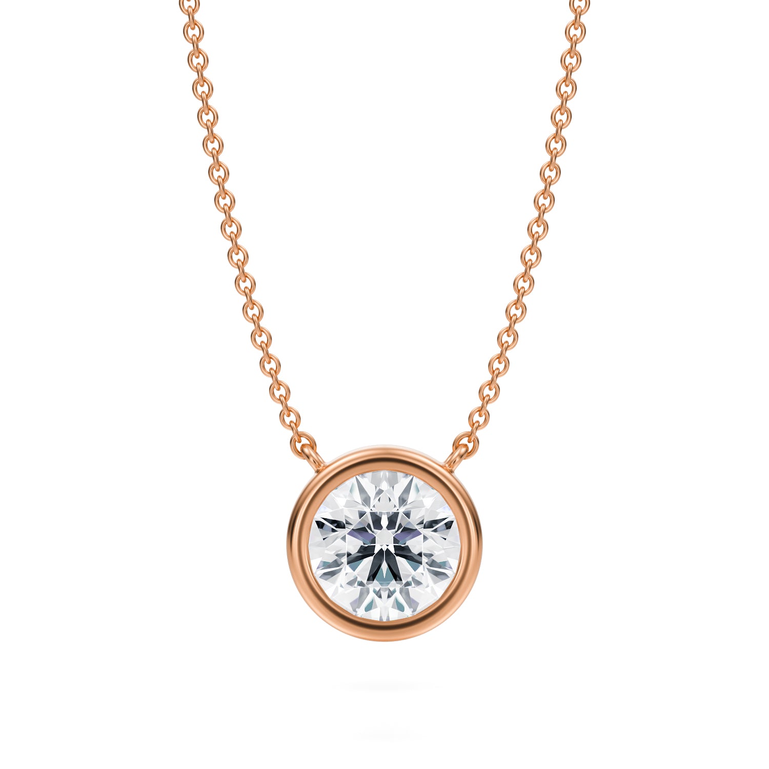 1.5 Carat Round Bezel Solitaire Pendant Necklace