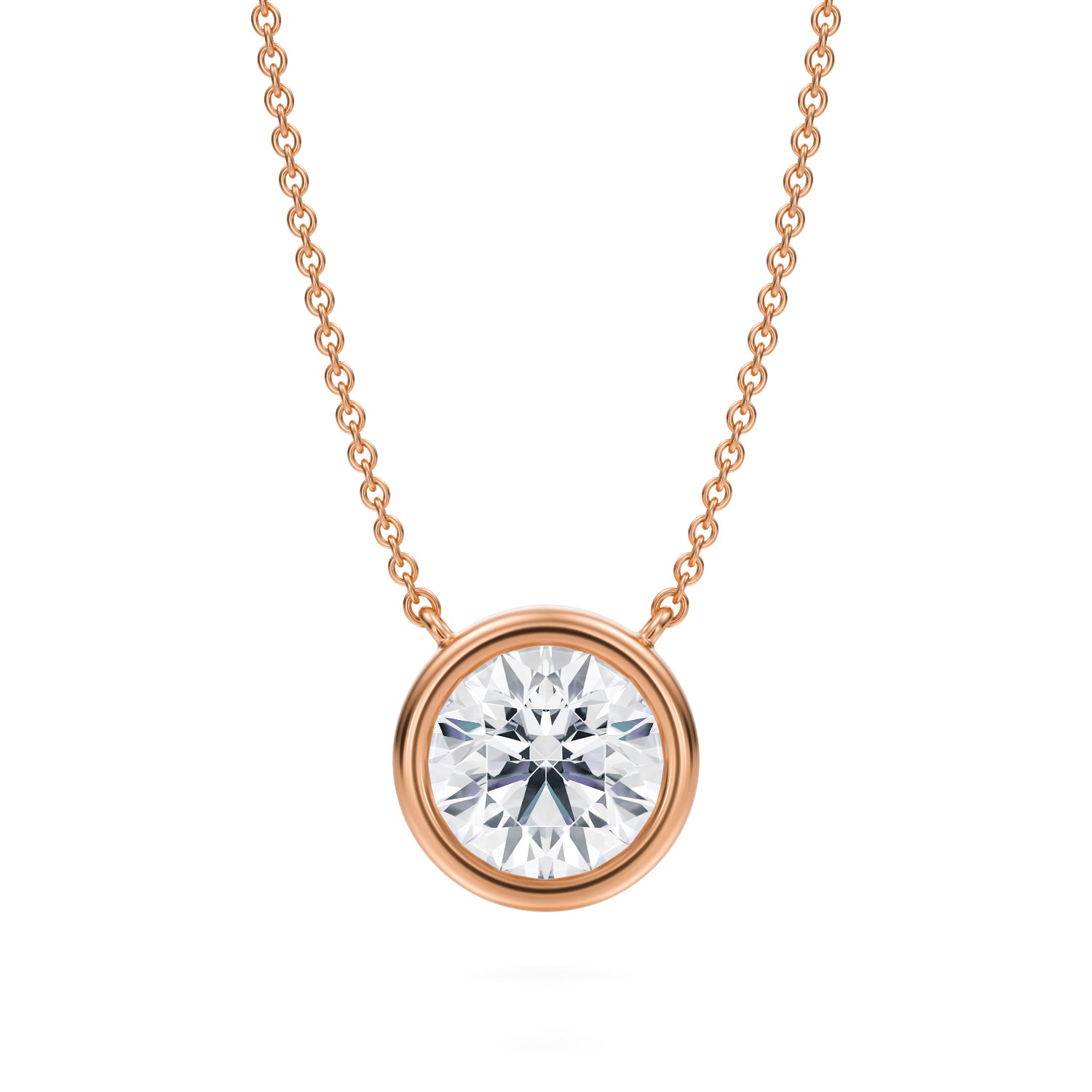 2 Carat Round Bezel Solitaire Pendant Necklace