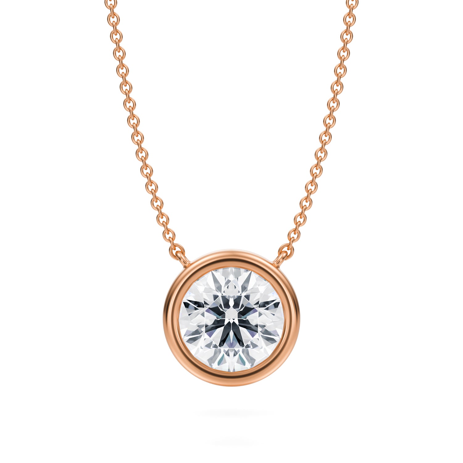 2.5 Carat Round Bezel Solitaire Pendant Necklace