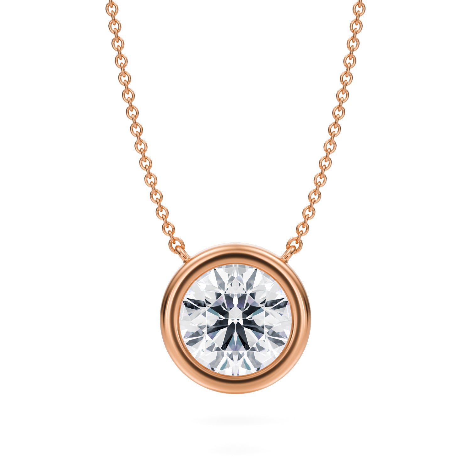 3 Carat Round Bezel Solitaire Pendant Necklace