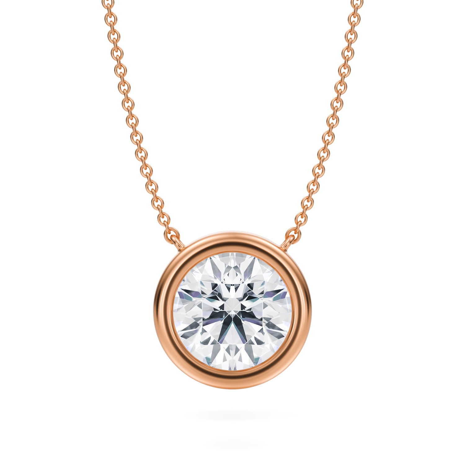 3.5 Carat Round Bezel Solitaire Pendant Necklace