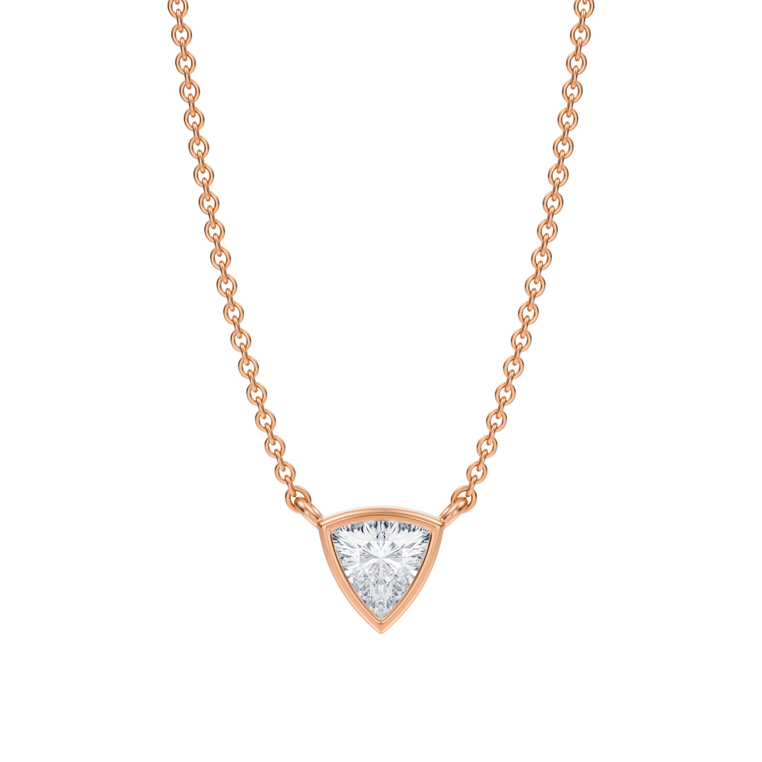 Trillion Bezel Solitaire Pendant Necklace