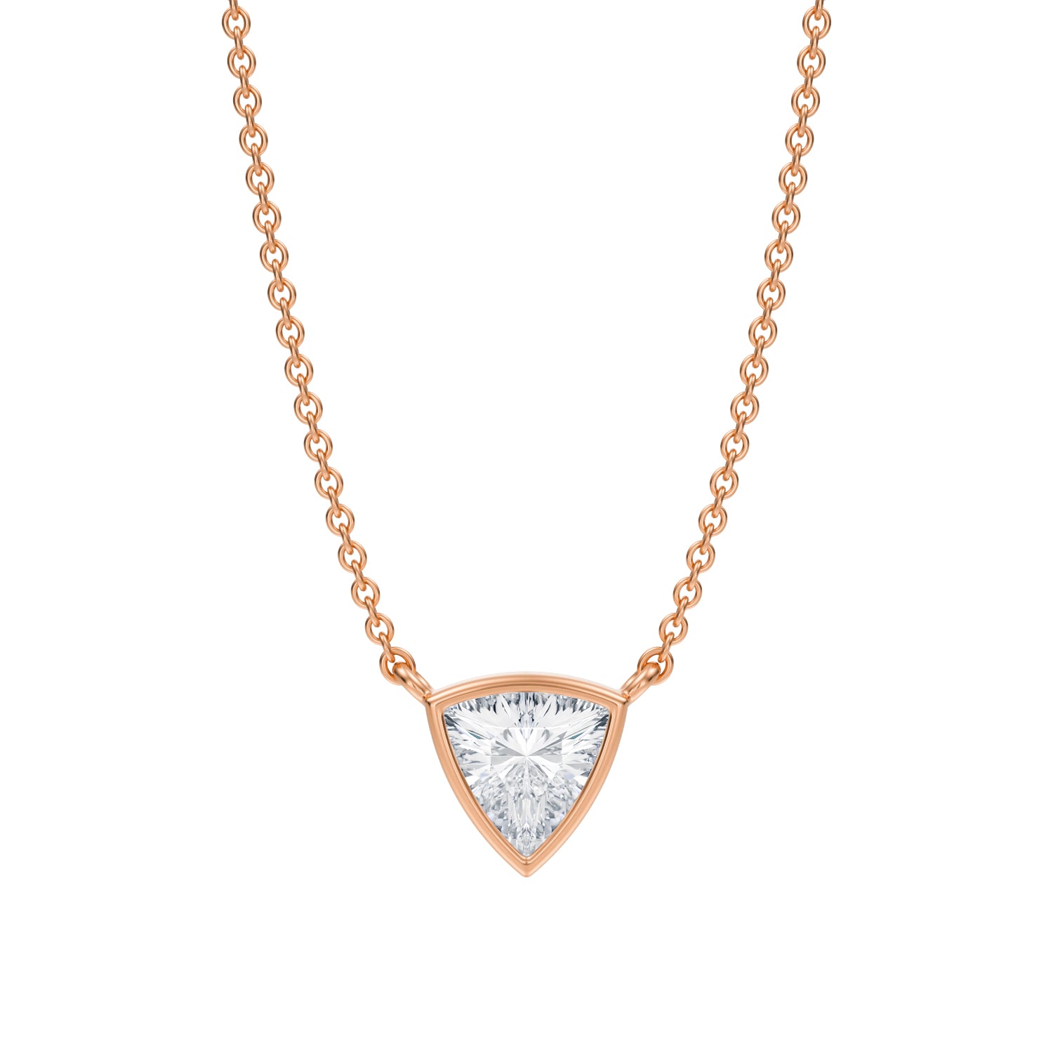 1/2 Carat Trillion Bezel Solitaire Pendant Necklace