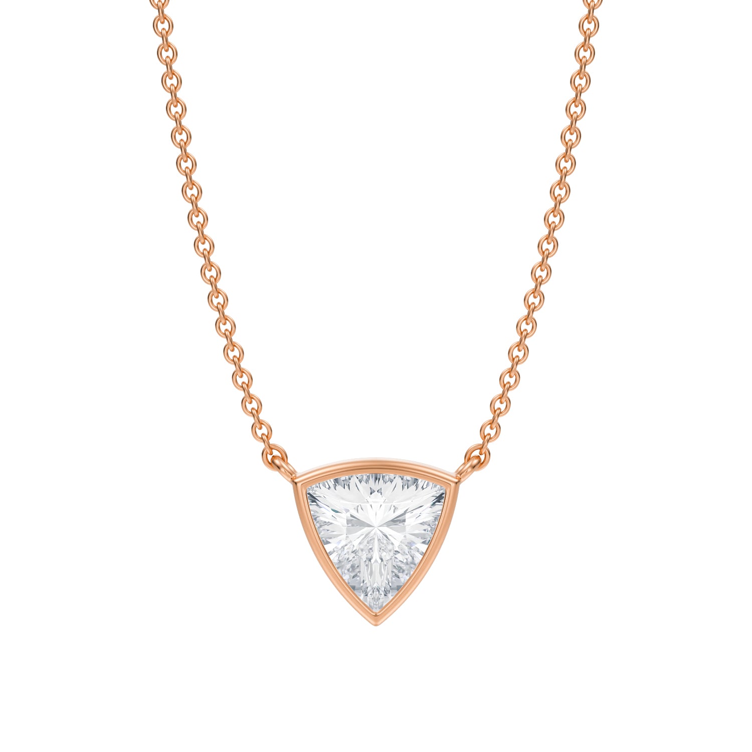 3/4 Carat Trillion Bezel Solitaire Pendant Necklace