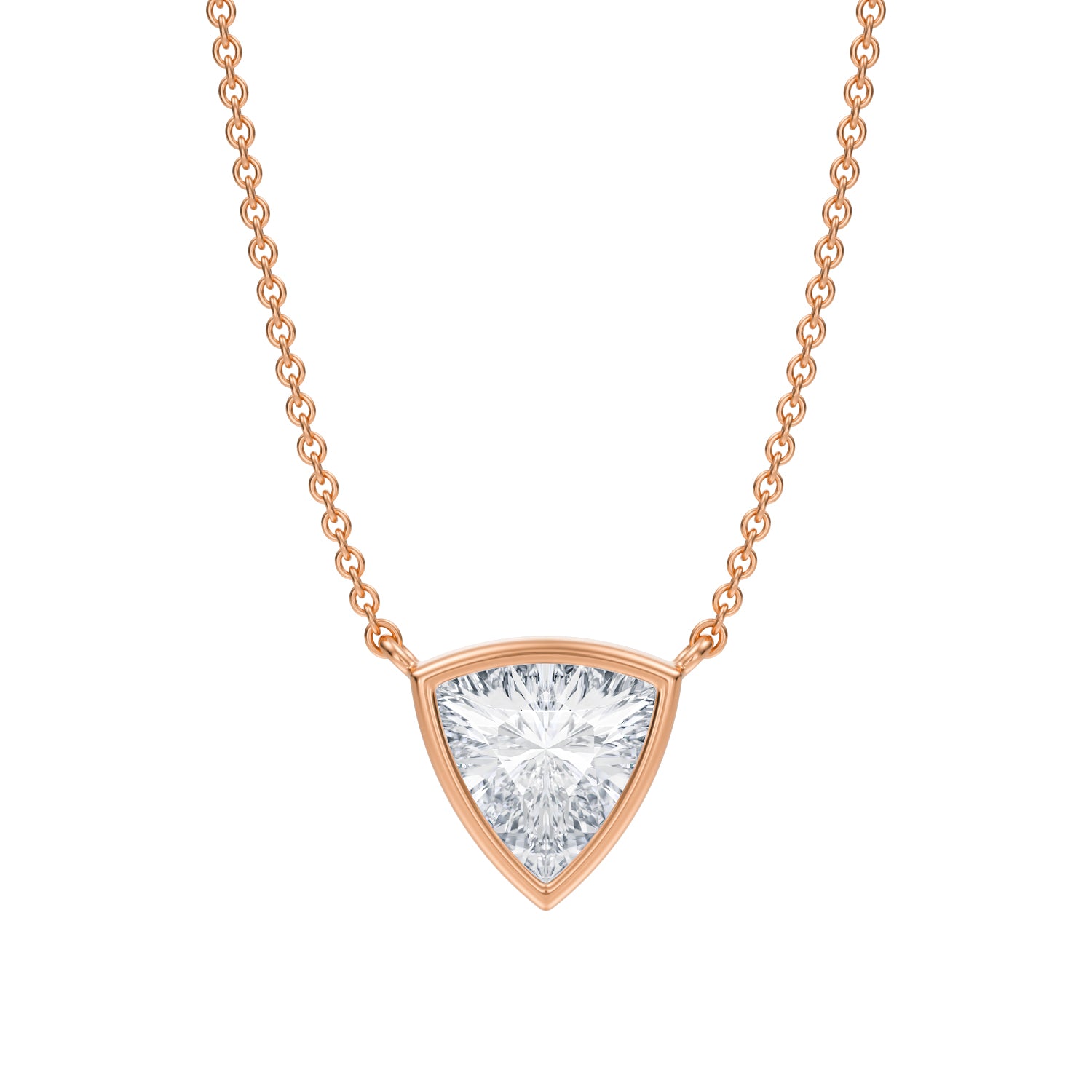 1 Carat Trillion Bezel Solitaire Pendant Necklace