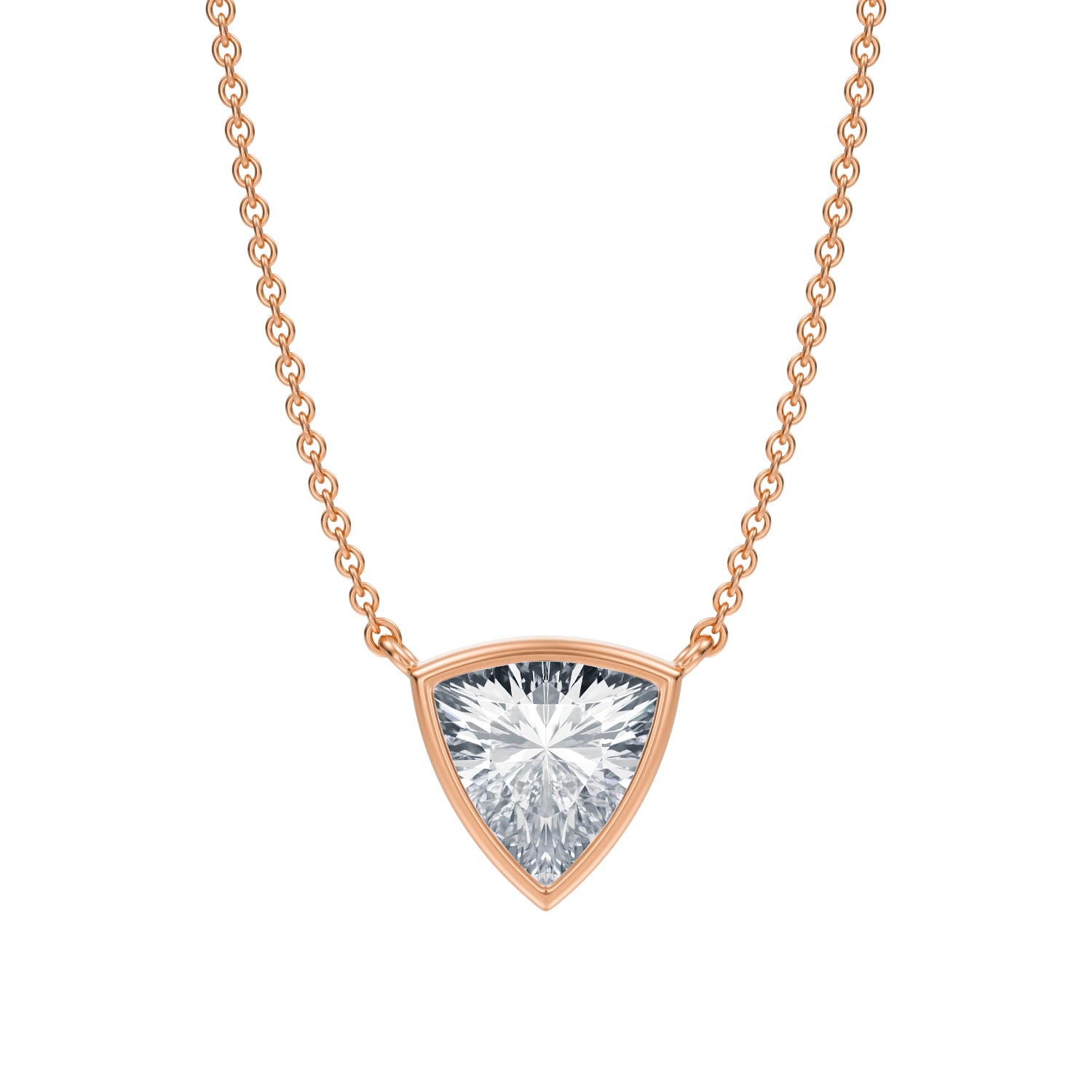 1.5 Carat Trillion Bezel Solitaire Pendant Necklace