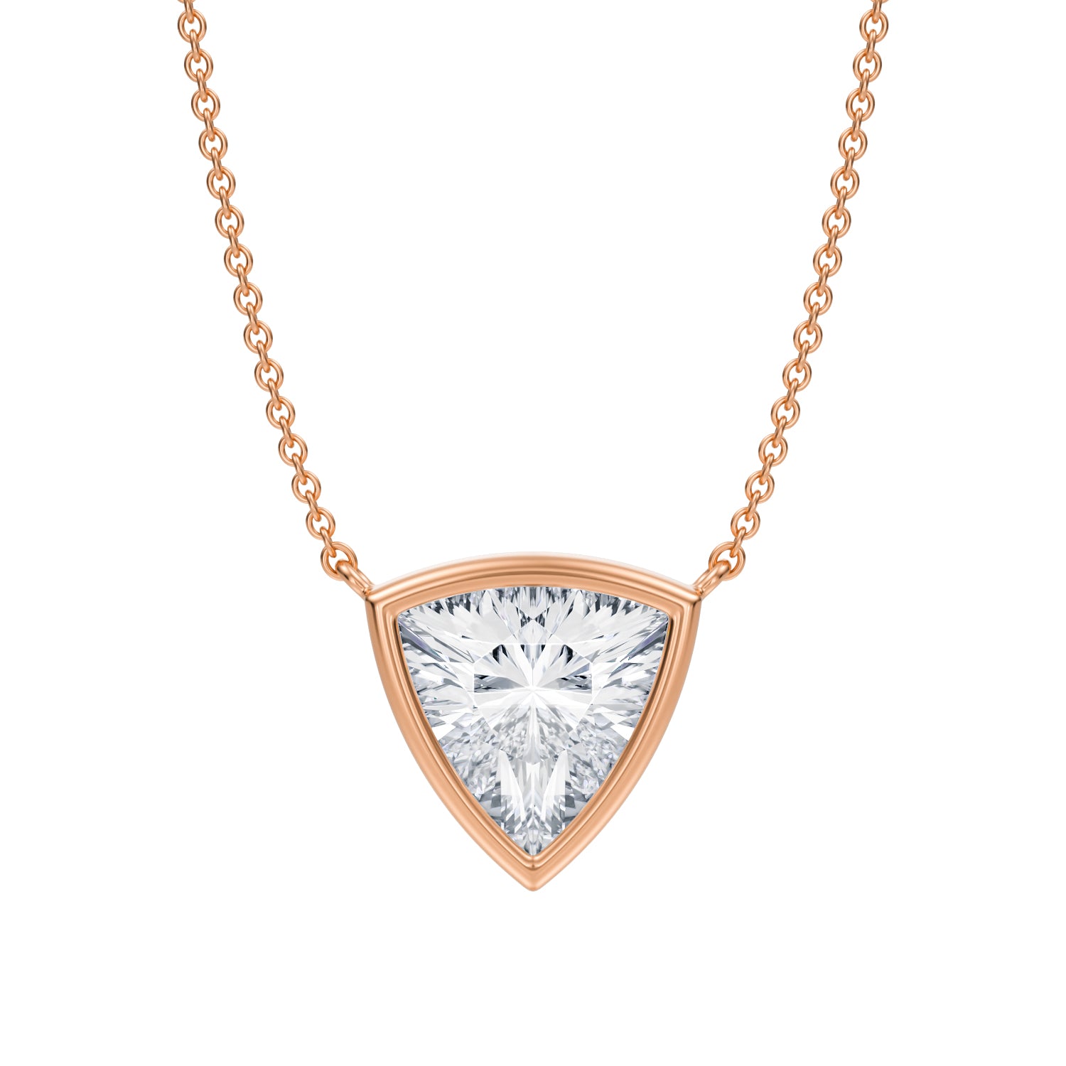 2 Carat Trillion Bezel Solitaire Pendant Necklace