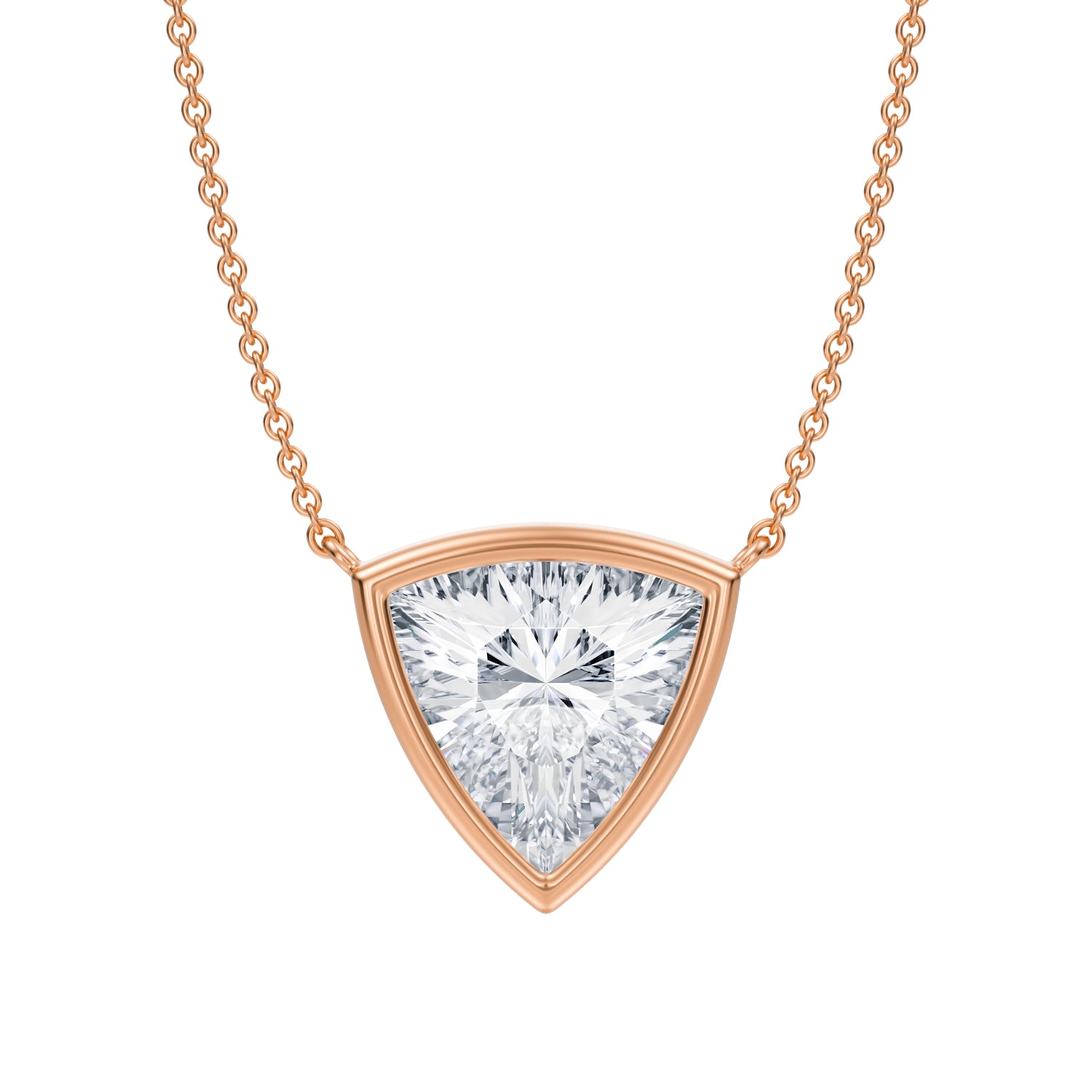 3 Carat Trillion Bezel Solitaire Pendant Necklace