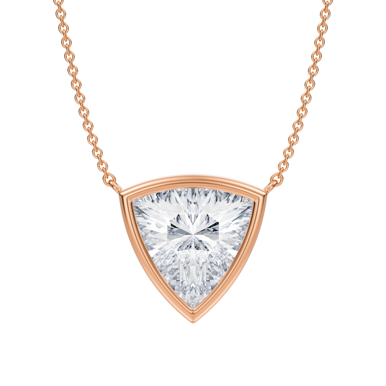 3.5 Carat Trillion Bezel Solitaire Pendant Necklace