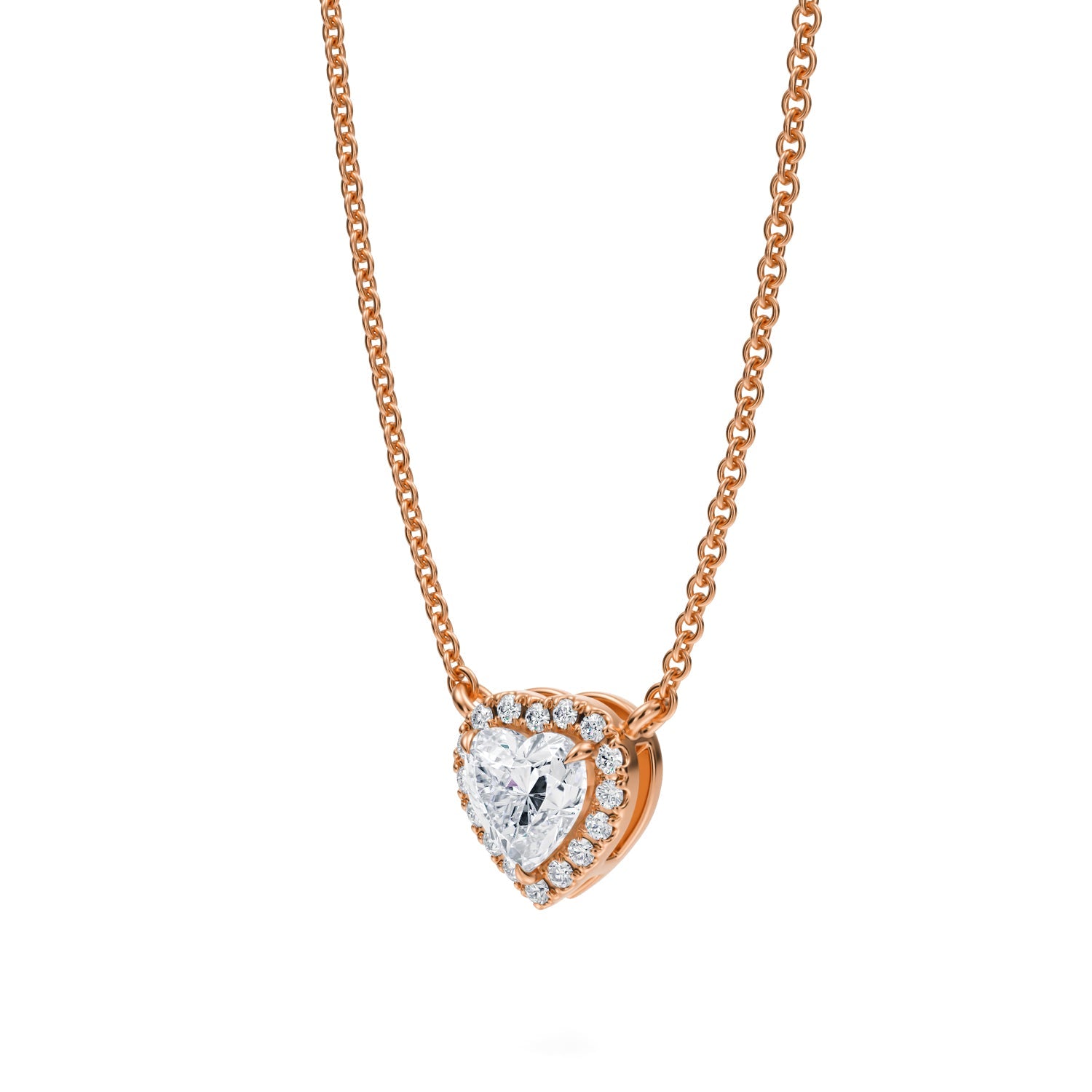 1/2 Carat Heart Shape Classic Halo Pendant