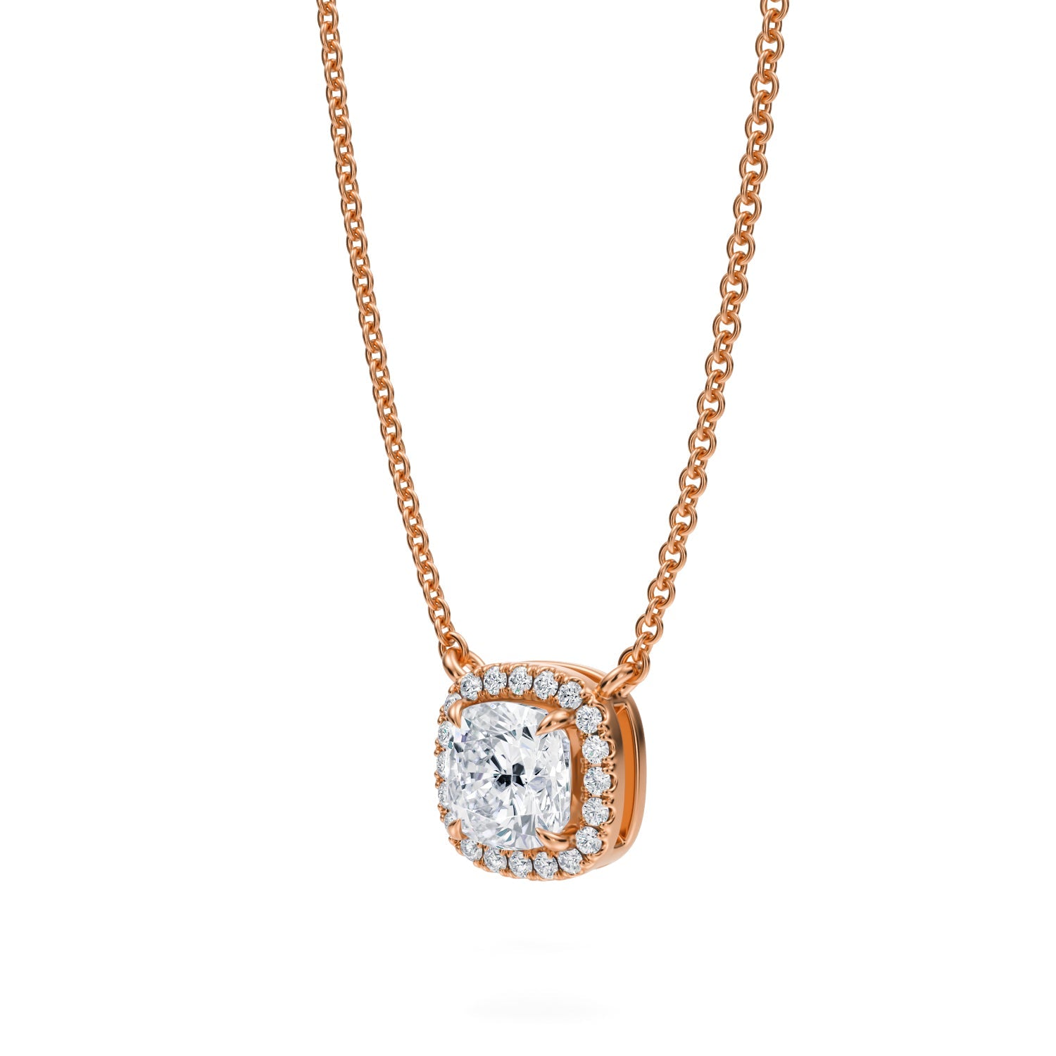 3/4 Carat Cushion Classic Halo Pendant