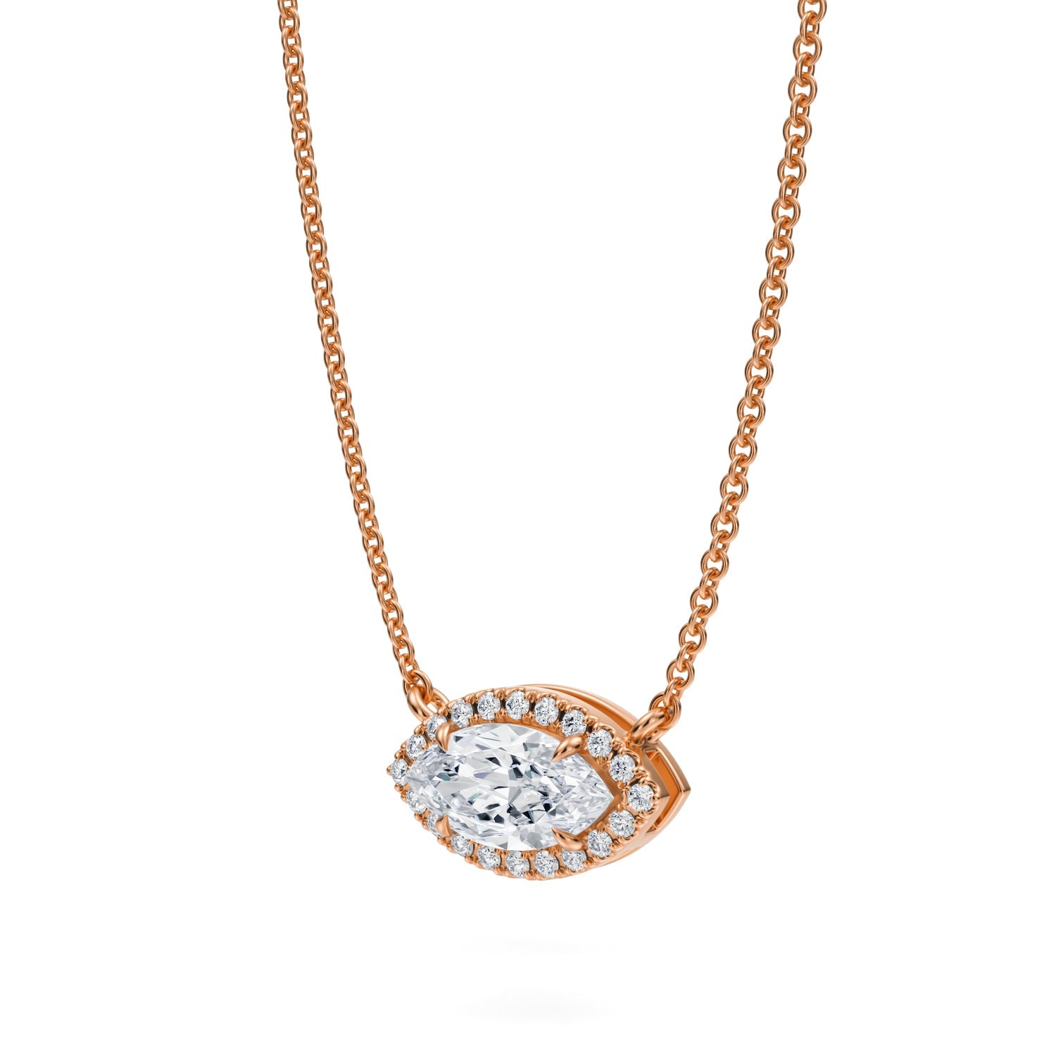 3/4 Carat Marquise Classic Halo Pendant