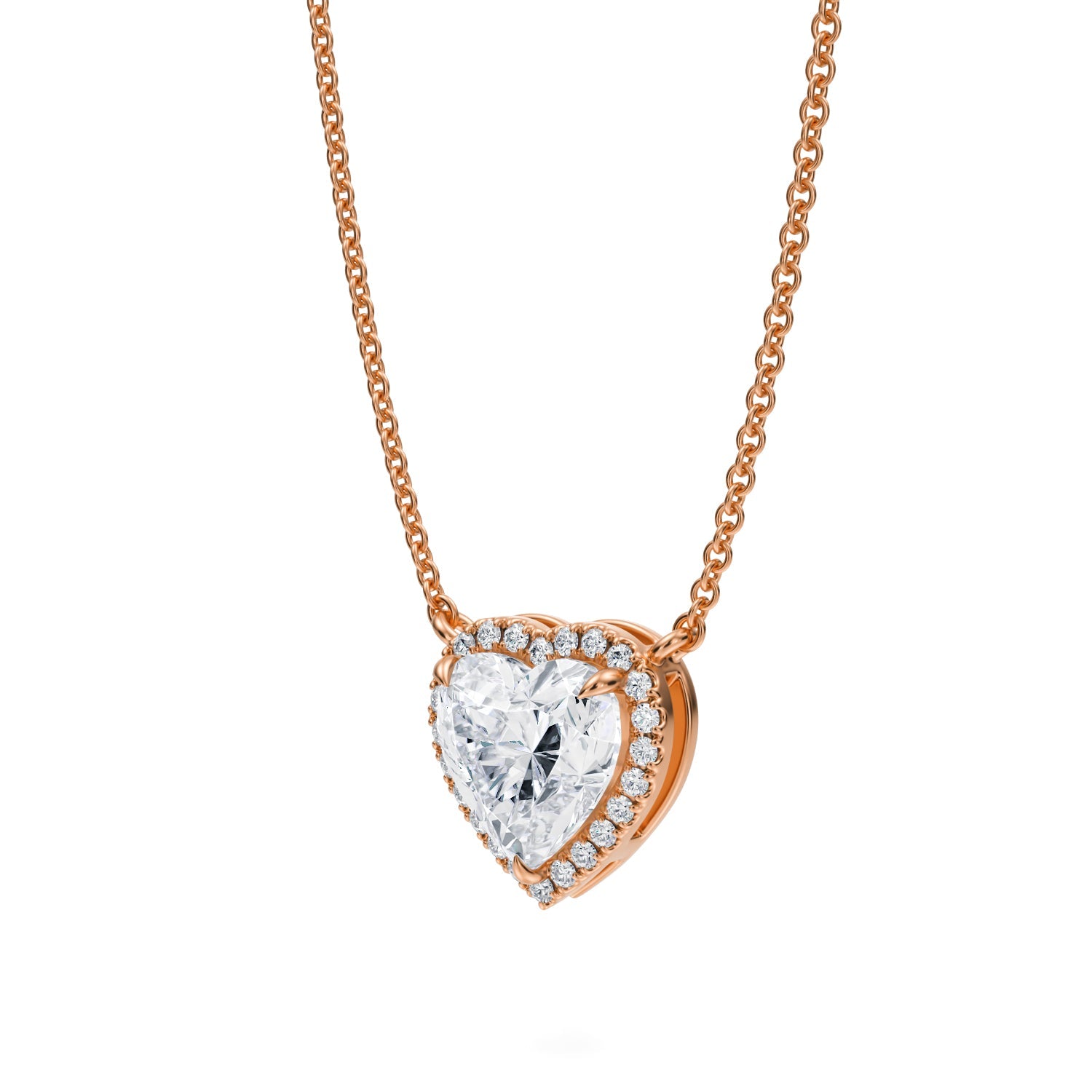 1.5 Carat Heart Shape Classic Halo Pendant