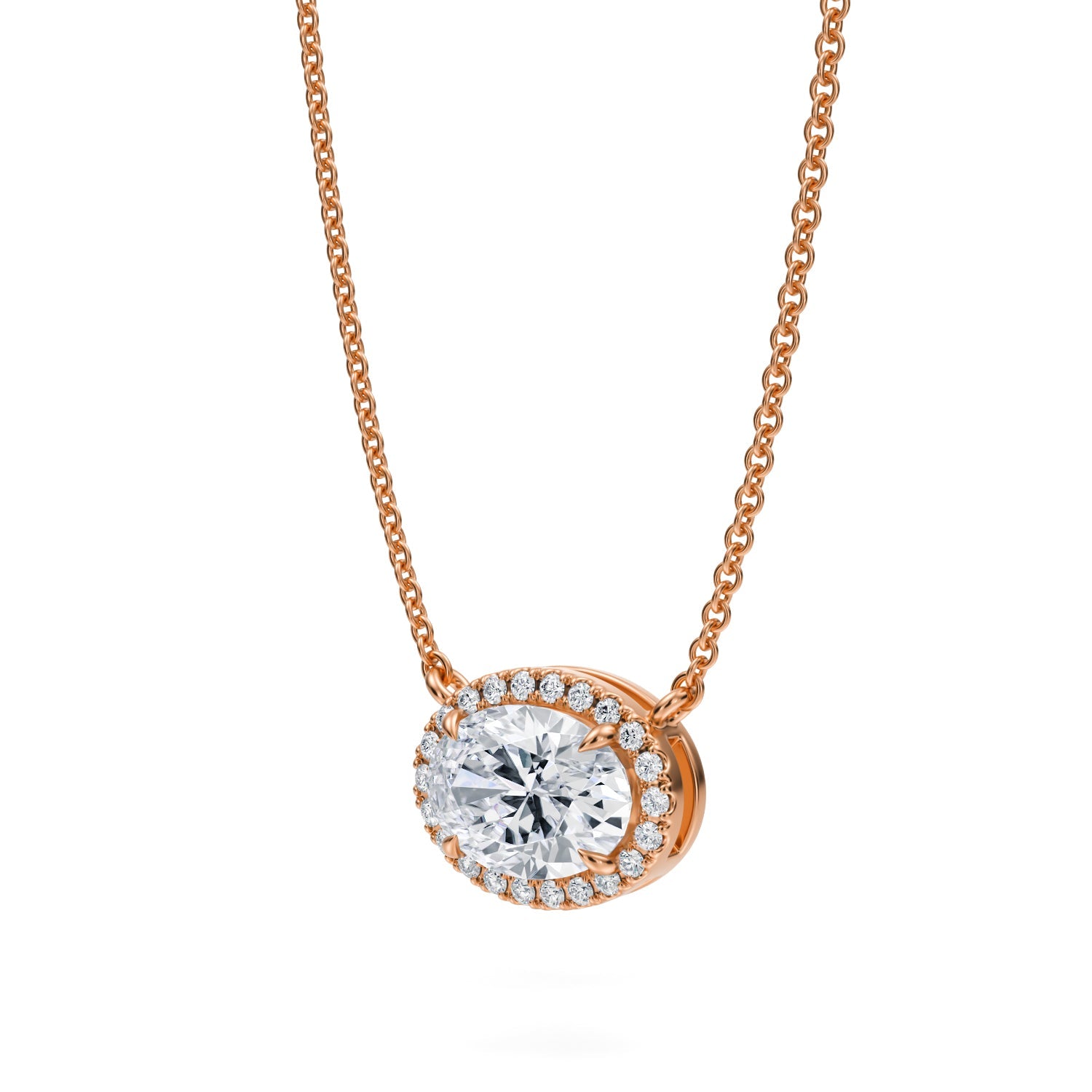 1.5 Carat Oval Classic Halo Pendant