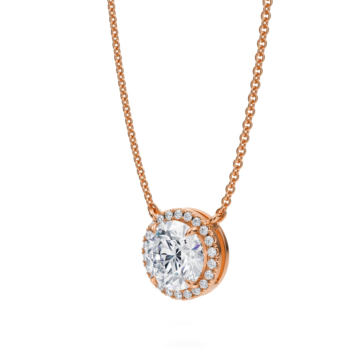 1.5 Carat Round Classic Halo Pendant