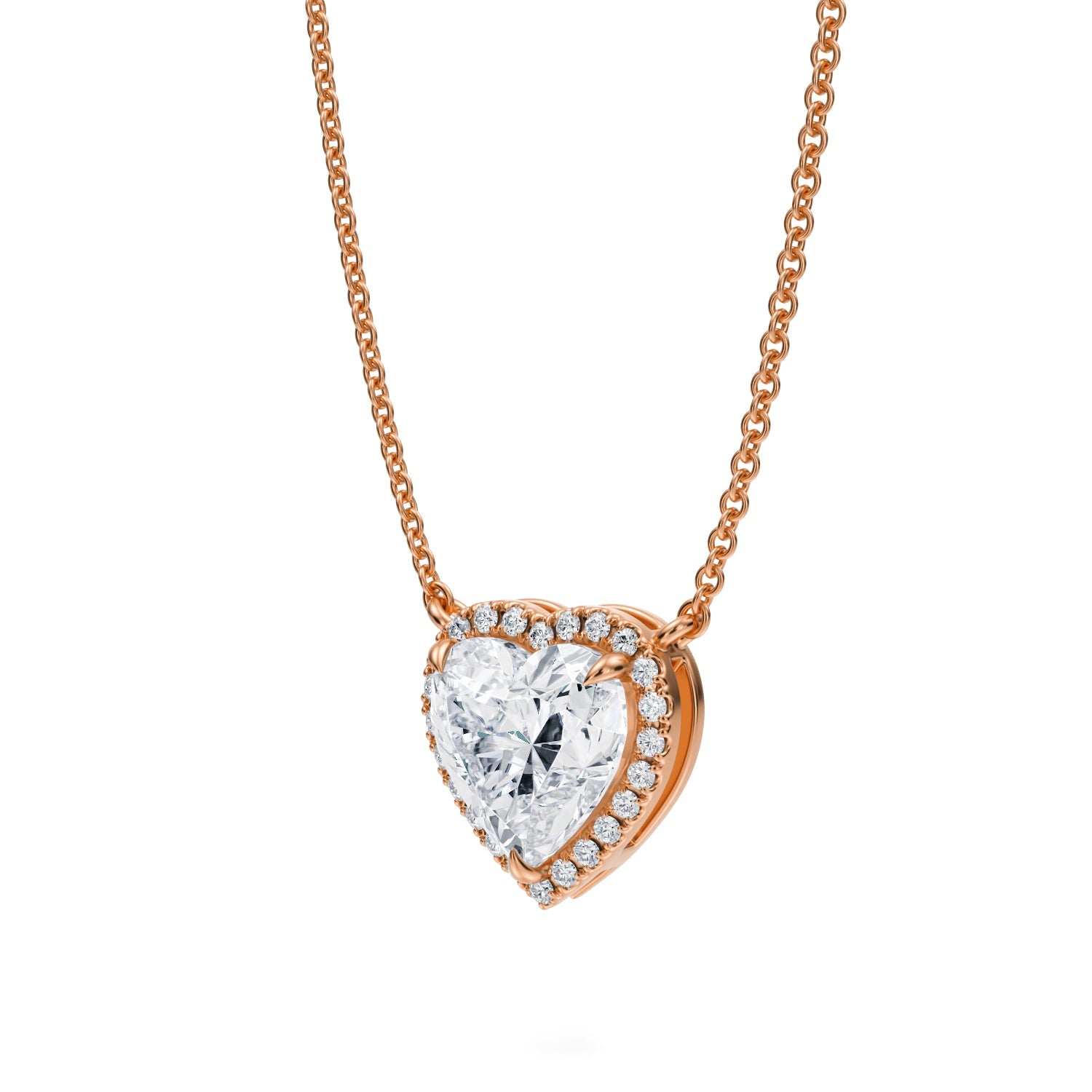 2 Carat Heart Shape Classic Halo Pendant