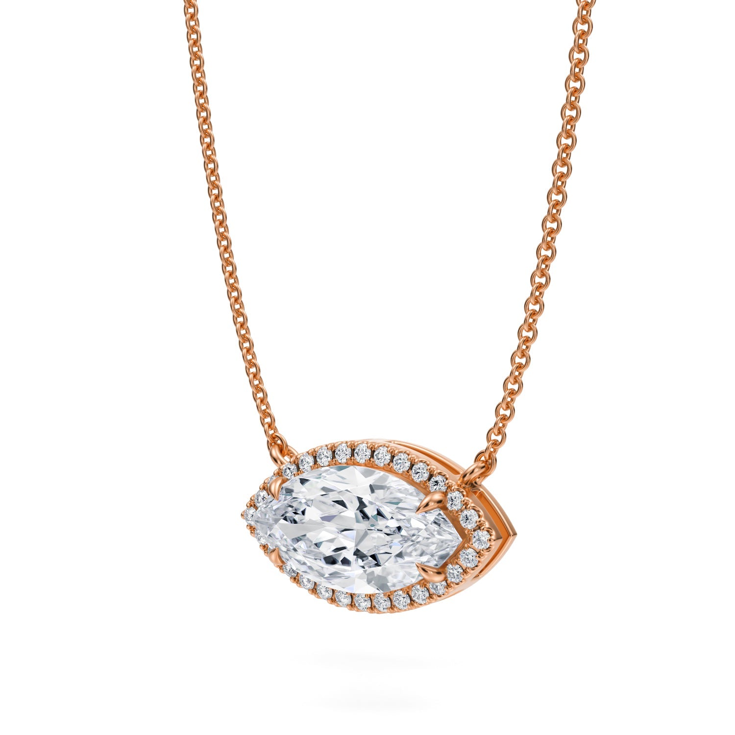 2 Carat Marquise Classic Halo Pendant