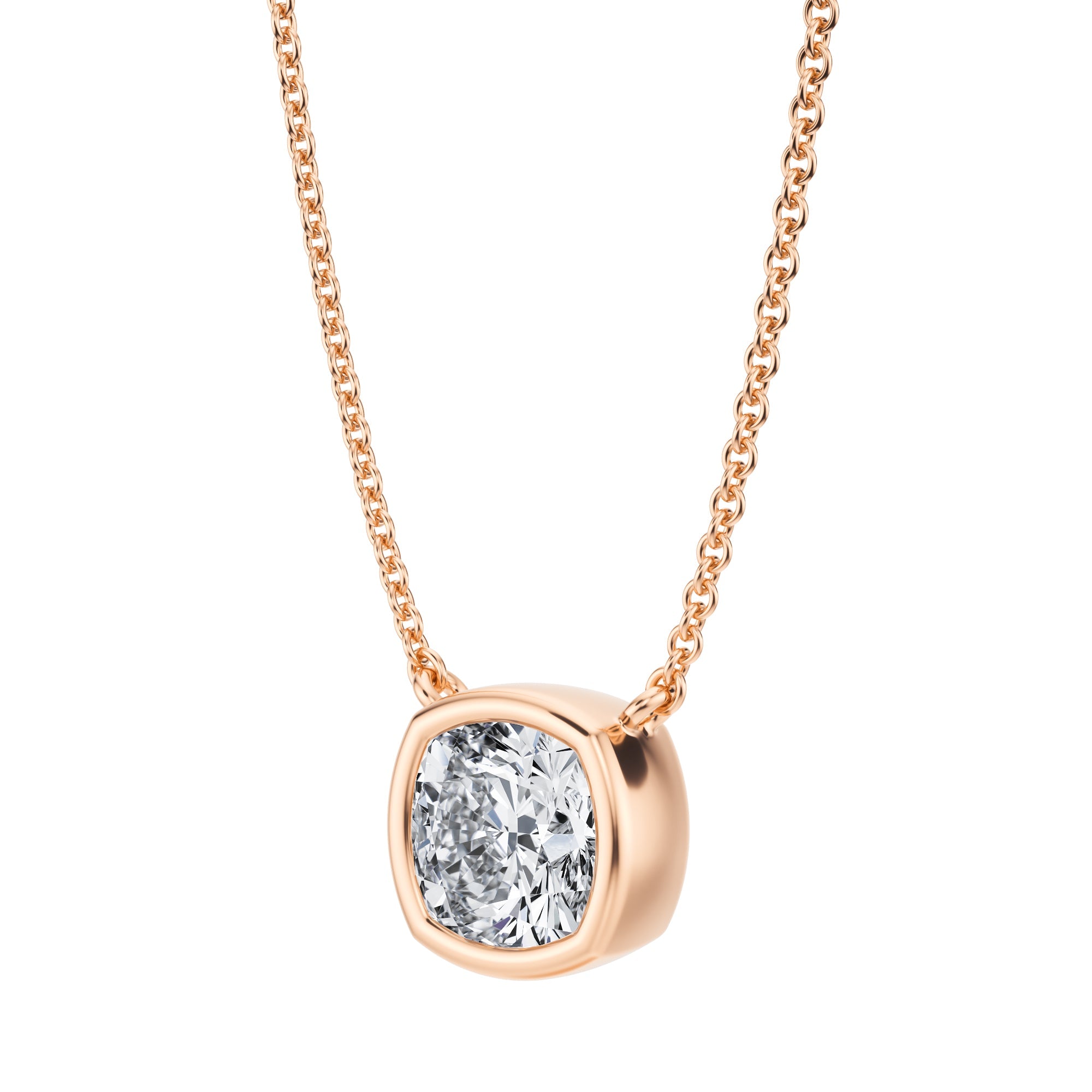 1.5 Carat Cushion Bezel Solitaire Pendant Necklace