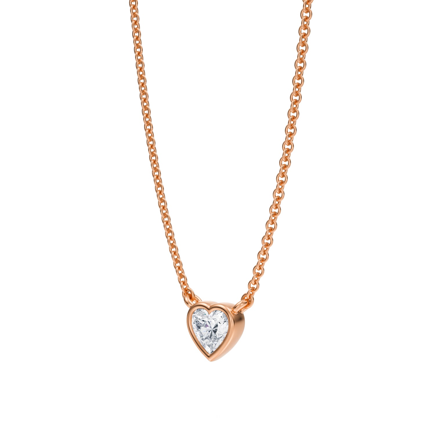 Heart Shape Bezel Solitaire Pendant Necklace