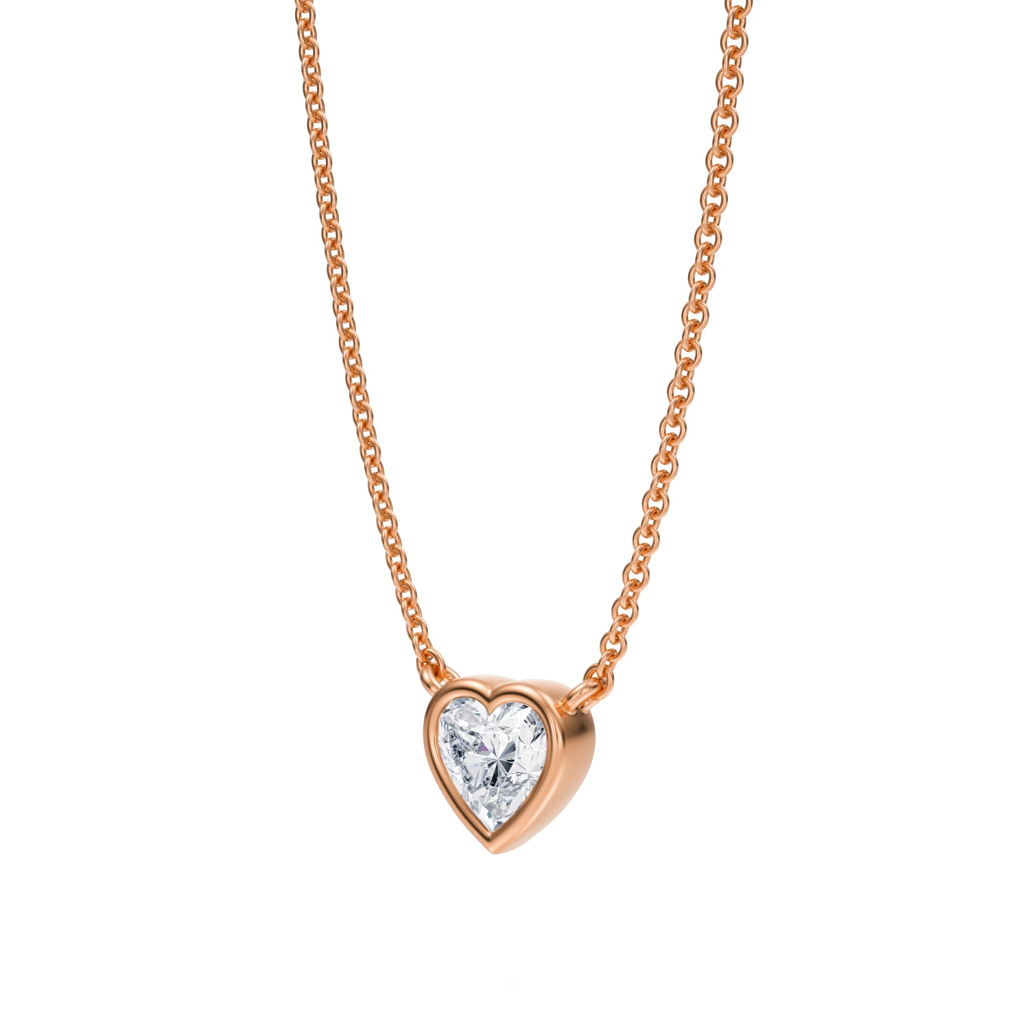 1/2 Carat Heart Shape Bezel Solitaire Pendant Necklace