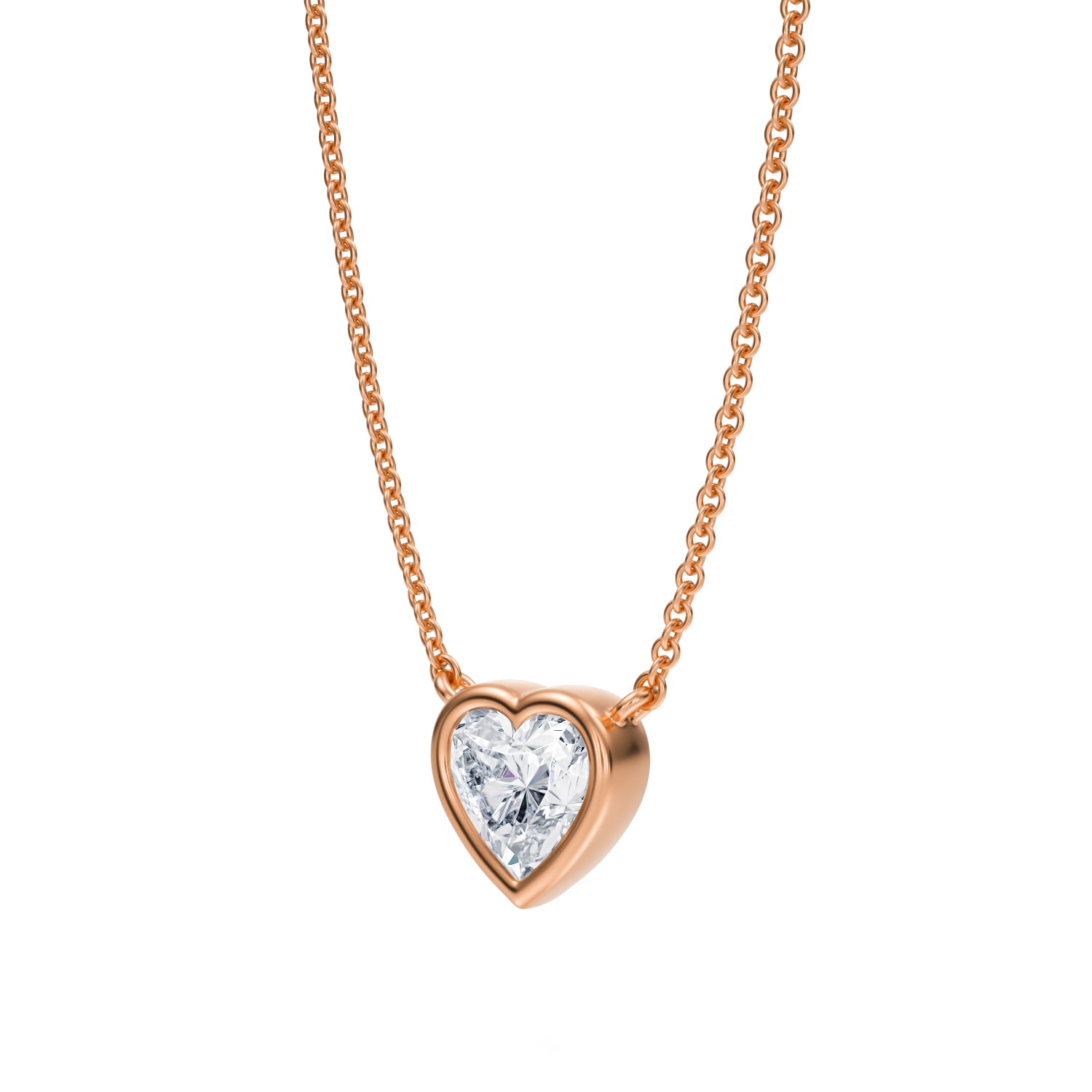 3/4 Carat Heart Shape Bezel Solitaire Pendant Necklace