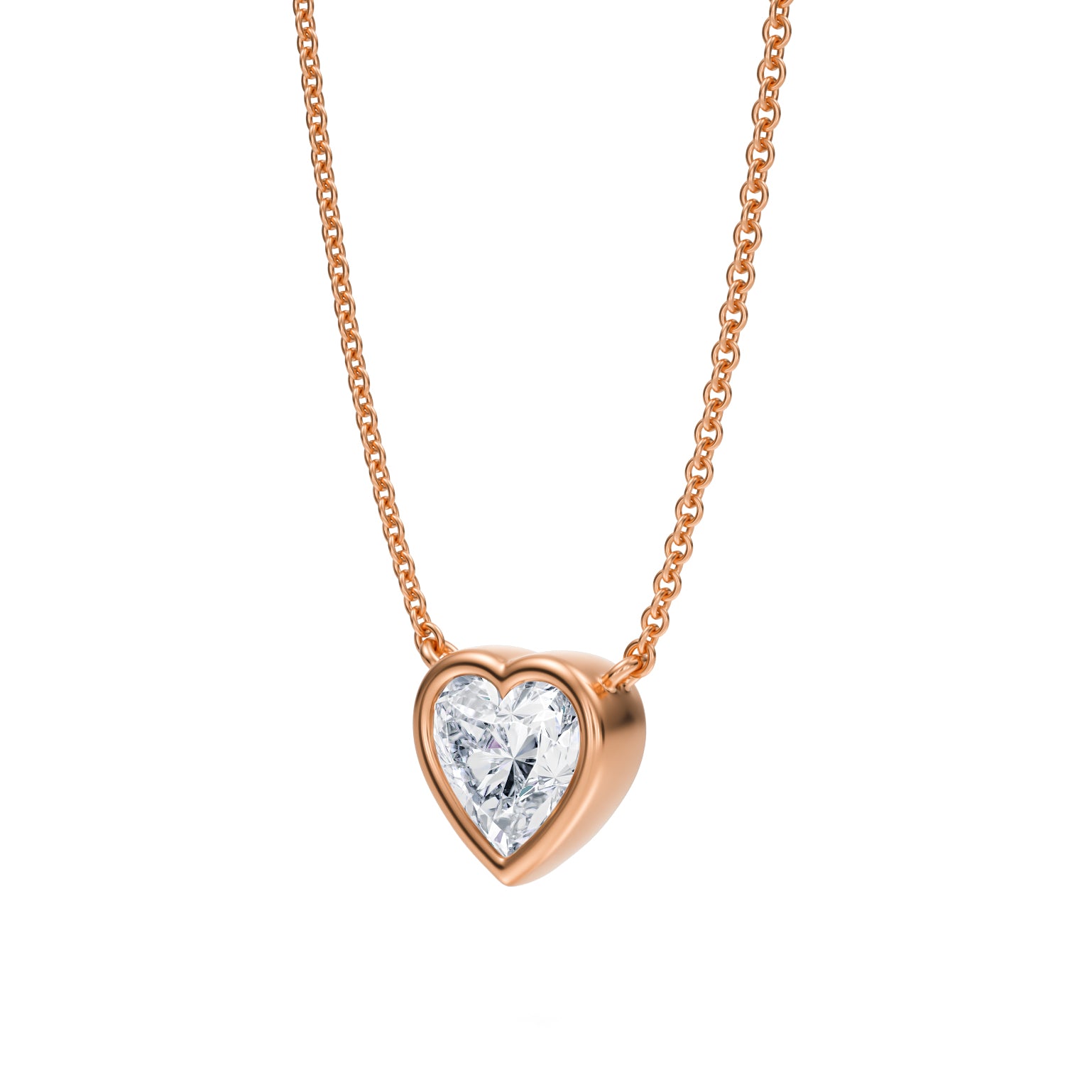 1 Carat Heart Shape Bezel Solitaire Pendant Necklace