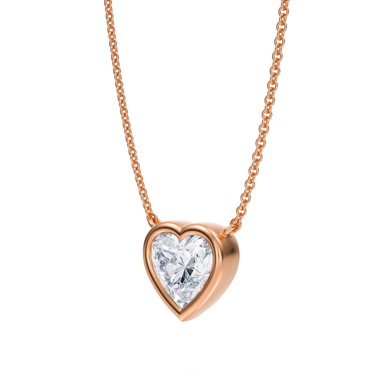 1.5 Carat Heart Shape Bezel Solitaire Pendant Necklace