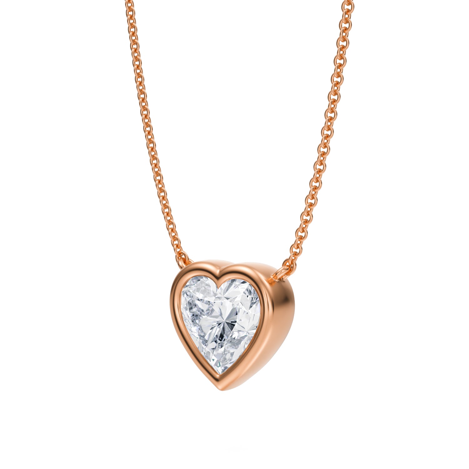 2 Carat Heart Shape Bezel Solitaire Pendant Necklace