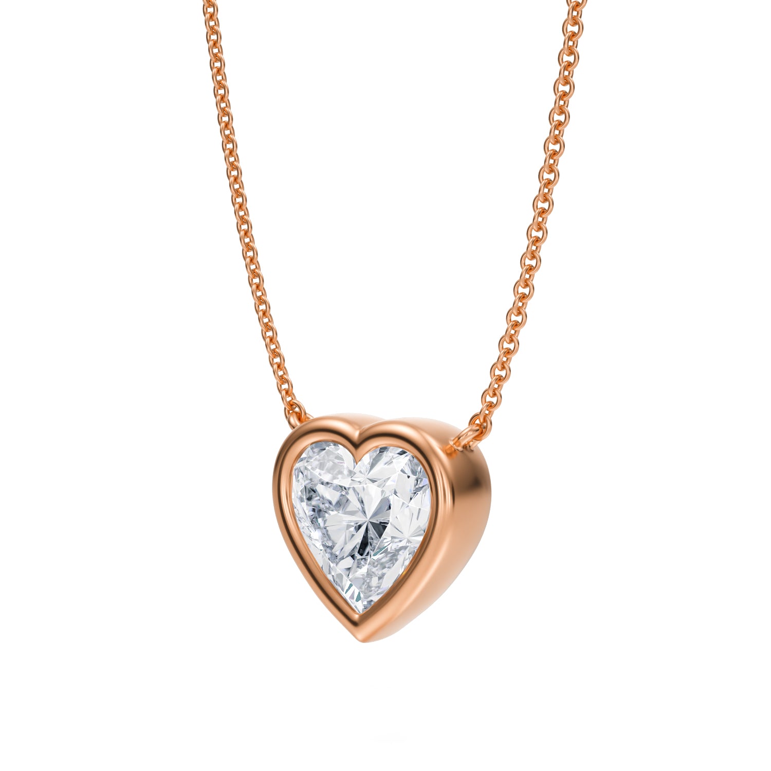 2.5 Carat Heart Shape Bezel Solitaire Pendant Necklace