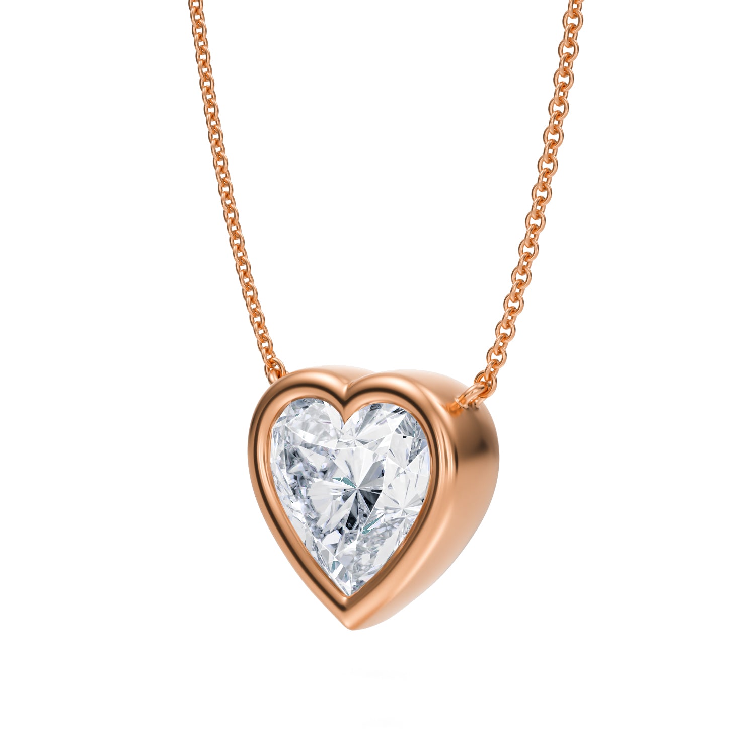 3.5 Carat Heart Shape Bezel Solitaire Pendant Necklace