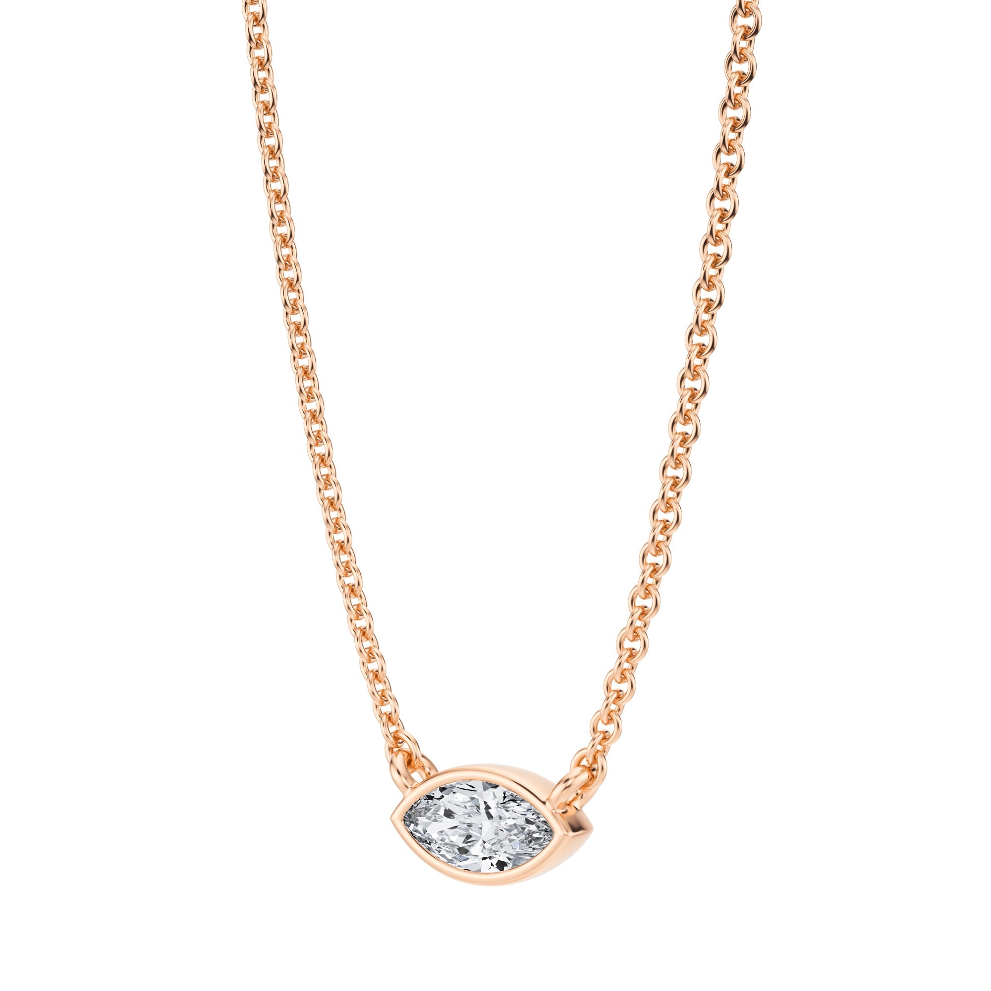 Marquise Bezel Solitaire Pendant Necklace