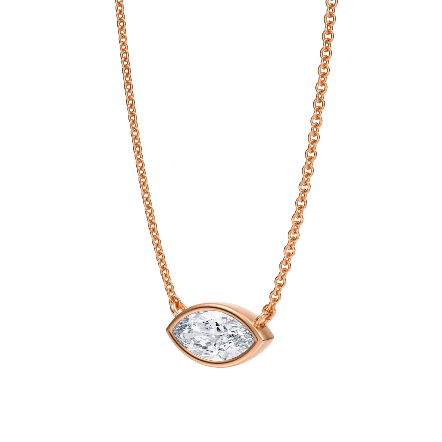 3/4 Carat Marquise Bezel Solitaire Pendant Necklace