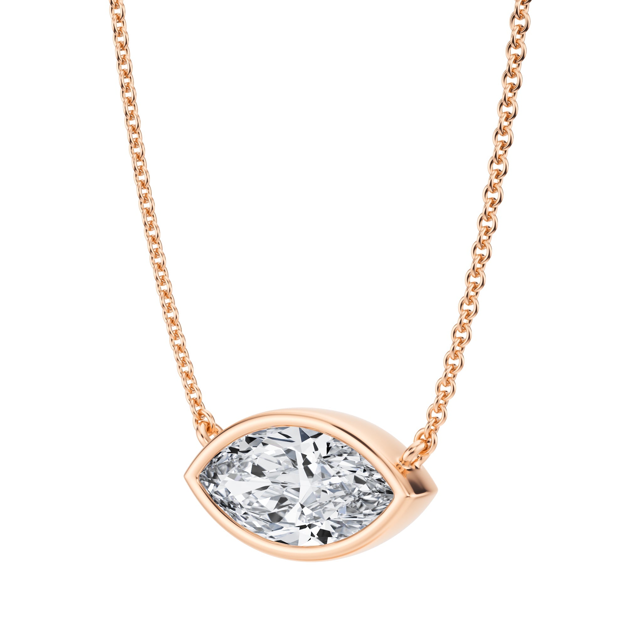 1.5 Carat Marquise Bezel Solitaire Pendant Necklace