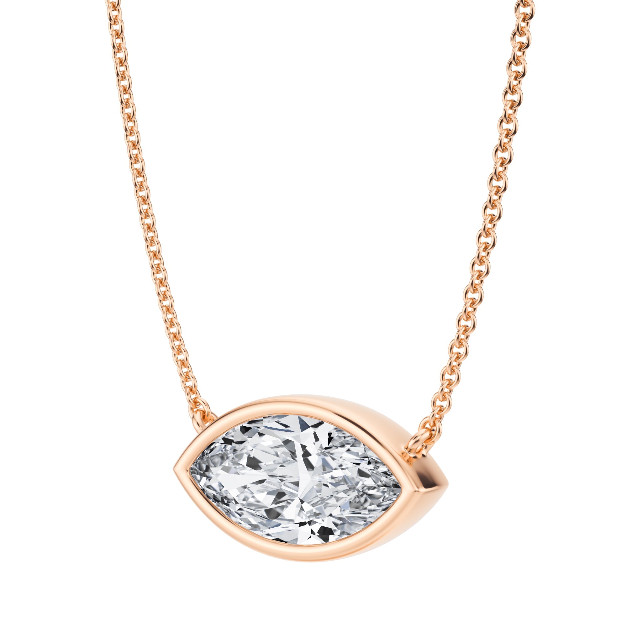 2 Carat Marquise Bezel Solitaire Pendant Necklace